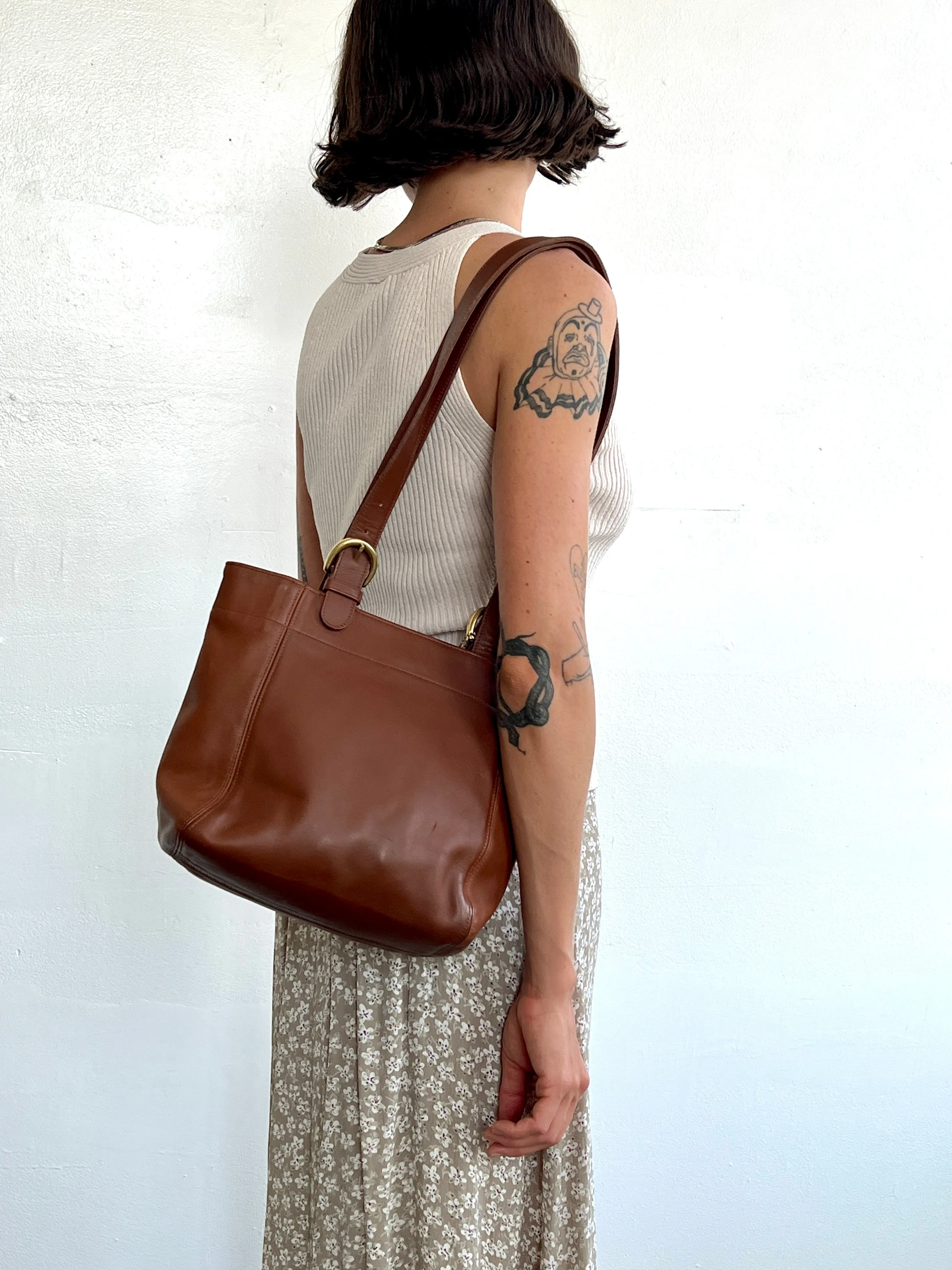 Cognac Leather Coach Shoulder Bag