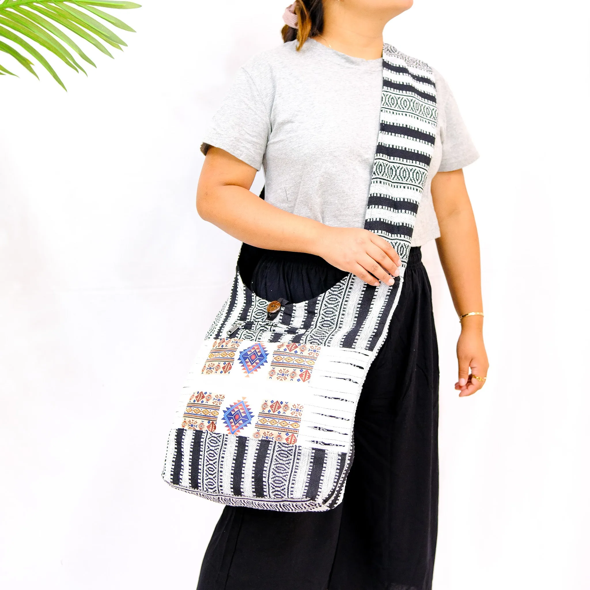 Cotton Patchwork Messenger  Bag