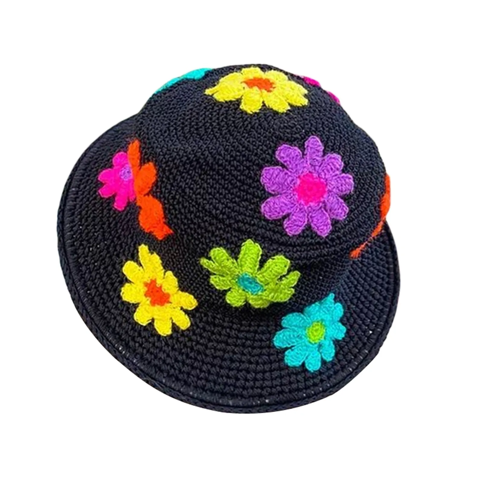 Crochet Daisies Bucket Hat 9 Different Colors And Styles Flowers Polka Dots Knitted Wide Brim Is Great Outdoor Sun Protection For Festivals