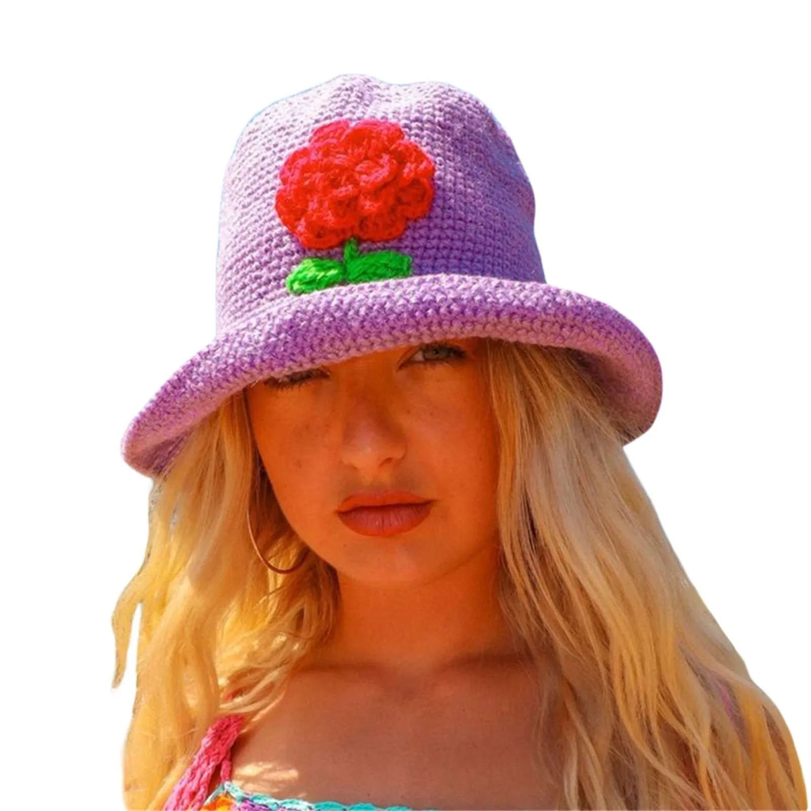 Crochet Daisies Bucket Hat 9 Different Colors And Styles Flowers Polka Dots Knitted Wide Brim Is Great Outdoor Sun Protection For Festivals