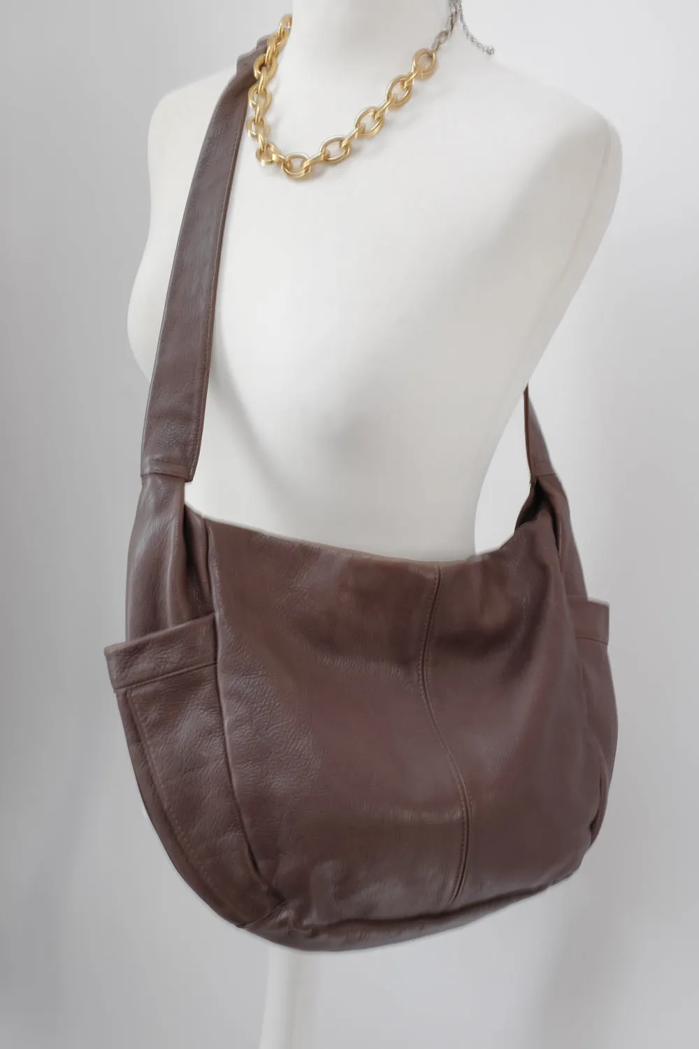 CROSSBODY BROWN XL LEATHER BAG