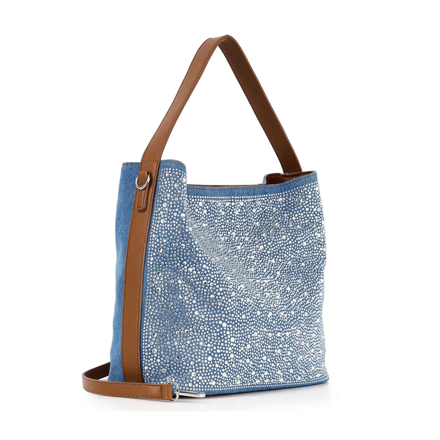 Denim Rhinestone  Hobo Purse