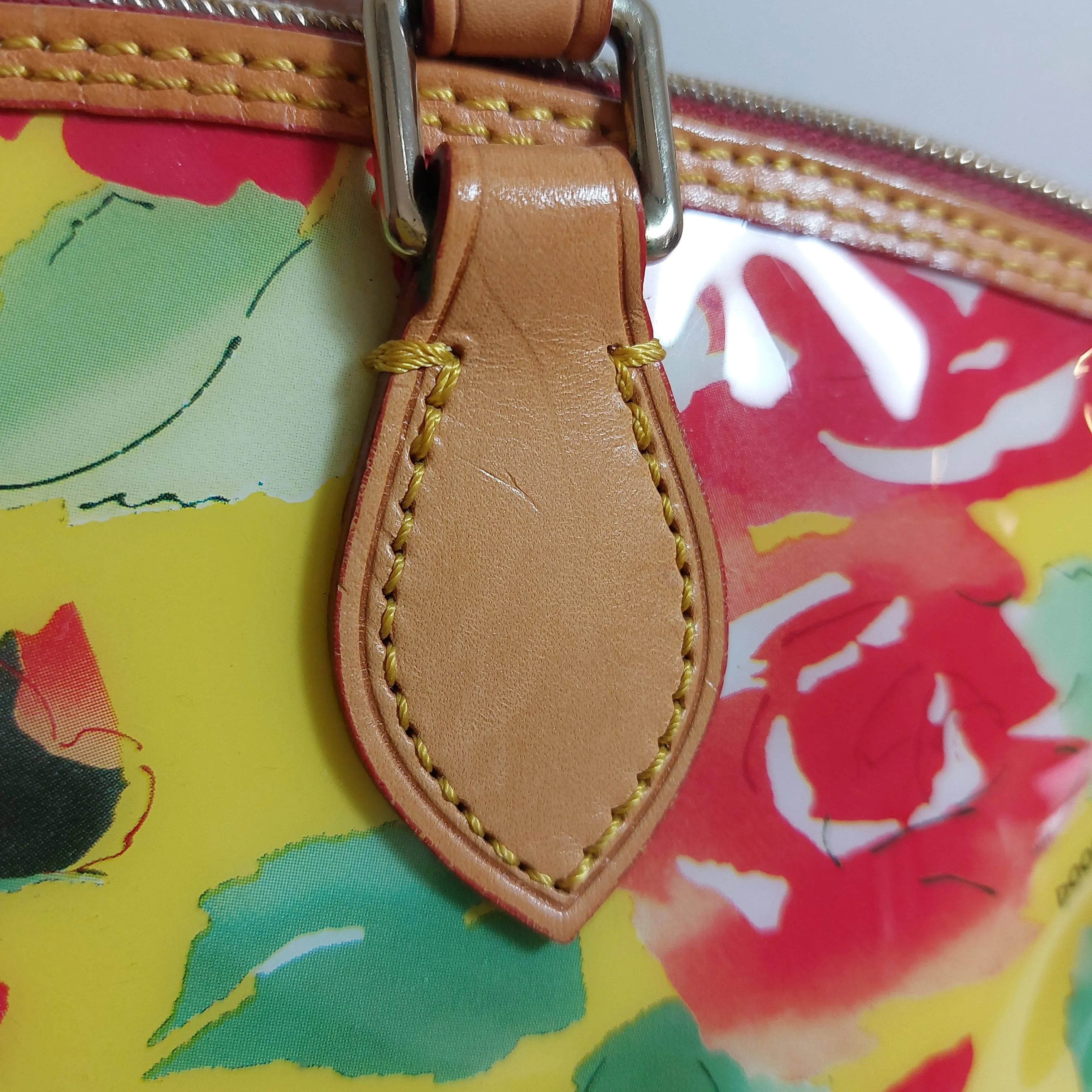 Dooney & Bourke Yellow Printed Vinyl & Leather Satchel | Pre Loved |