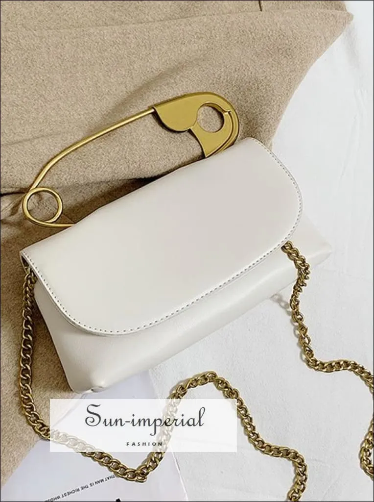 Elegant Pu Leather Gold Pin Women Clutch Handbag