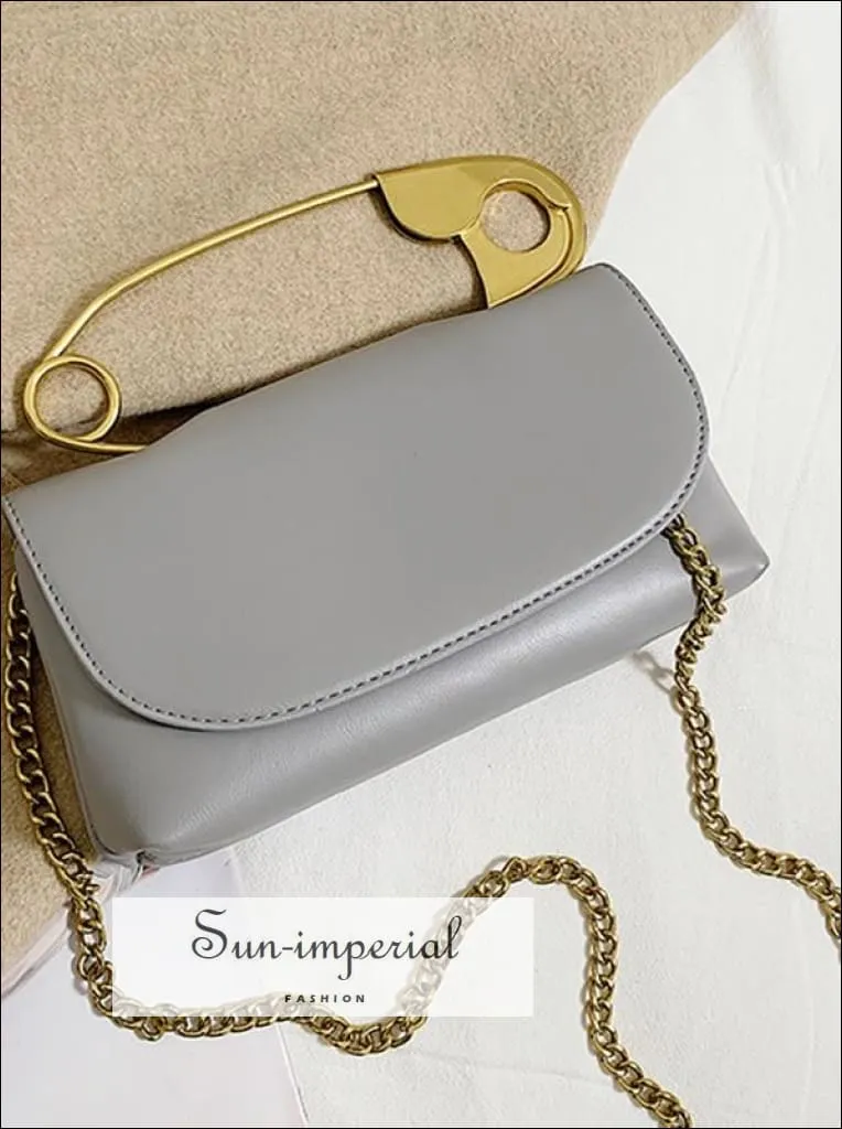 Elegant Pu Leather Gold Pin Women Clutch Handbag