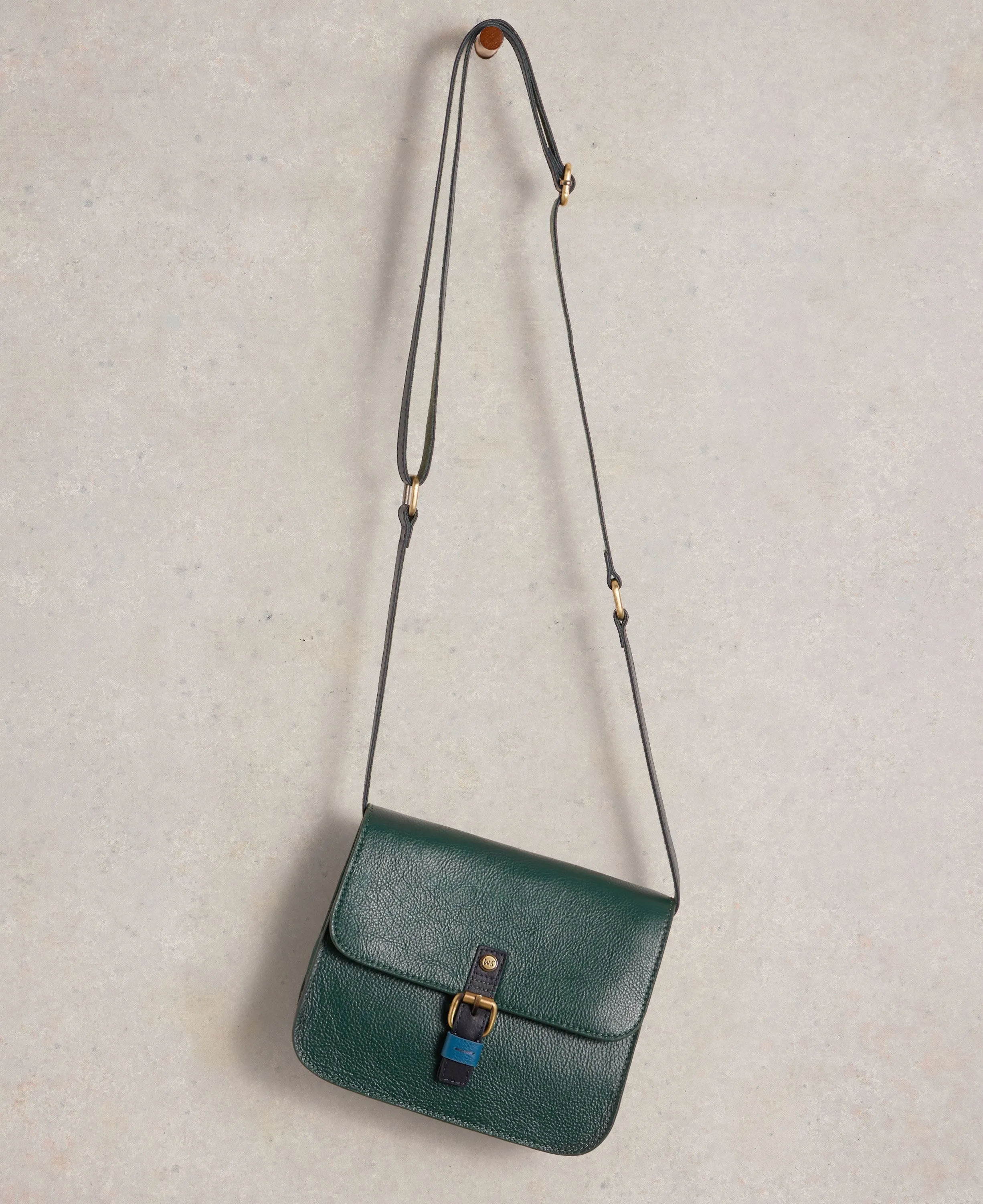 Eve Buckle Leather Satchel - Dark Green