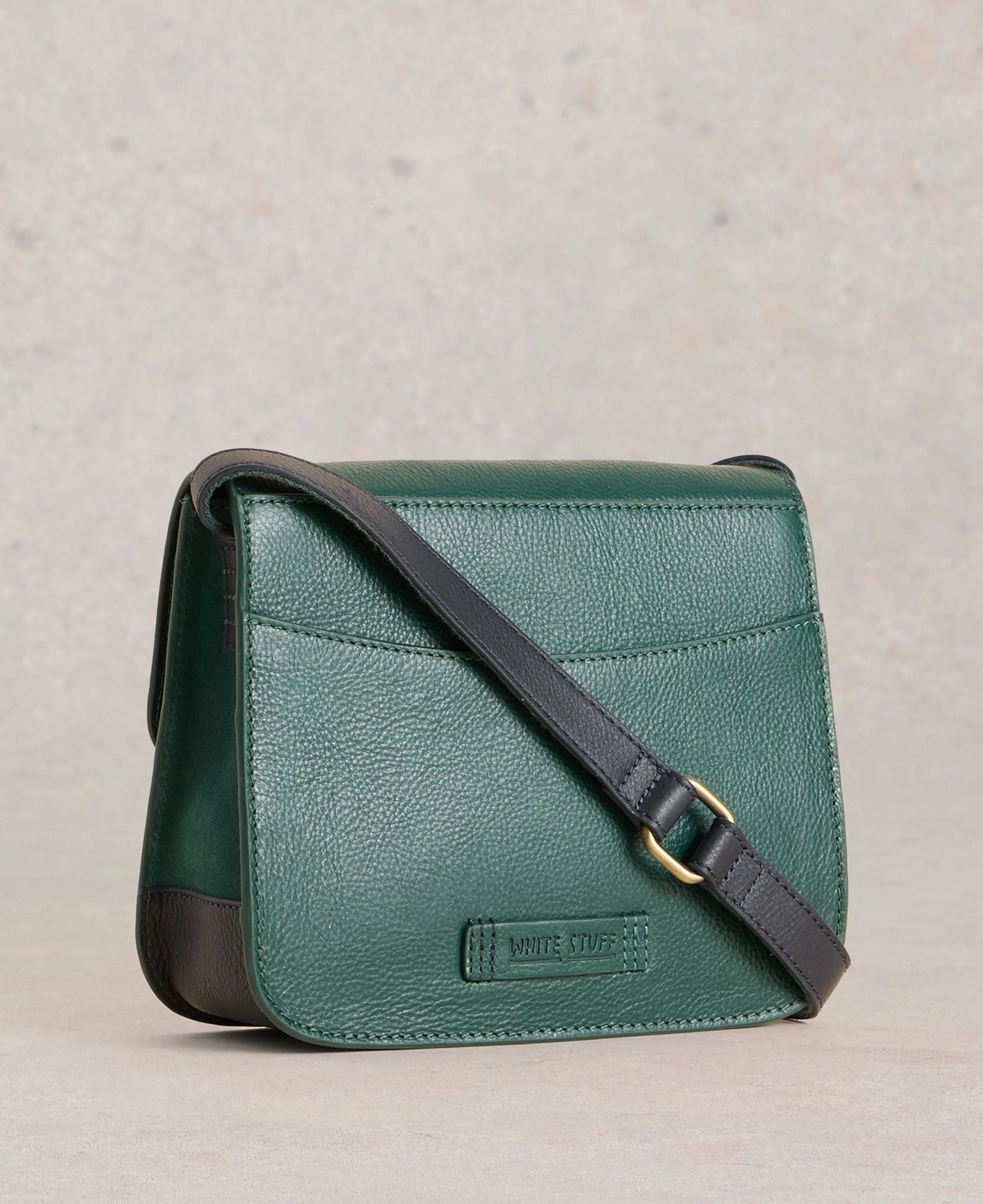 Eve Buckle Leather Satchel - Dark Green