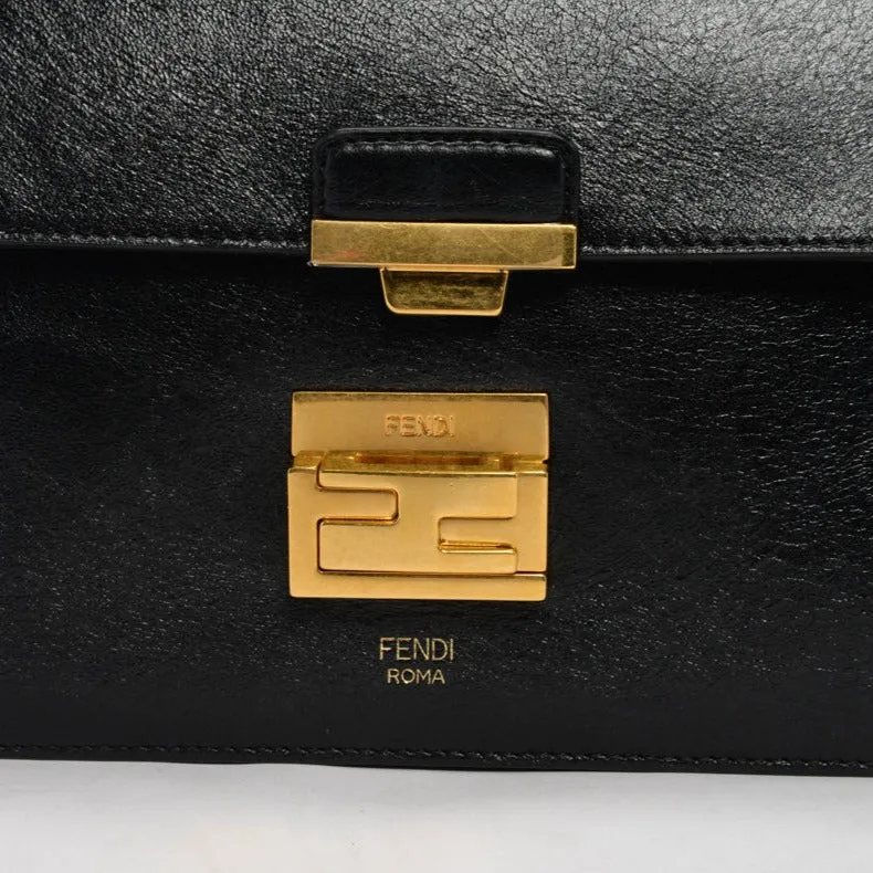 Fendi Black Glossy Lambskin Kan U Shoulder Bag