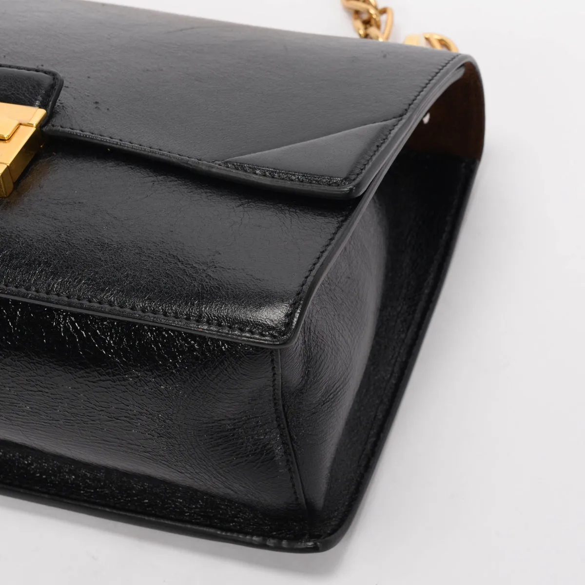 Fendi Black Glossy Lambskin Kan U Shoulder Bag