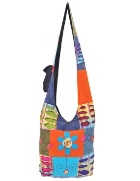 Flora and Fauna Patched Cotton Hobo Bag