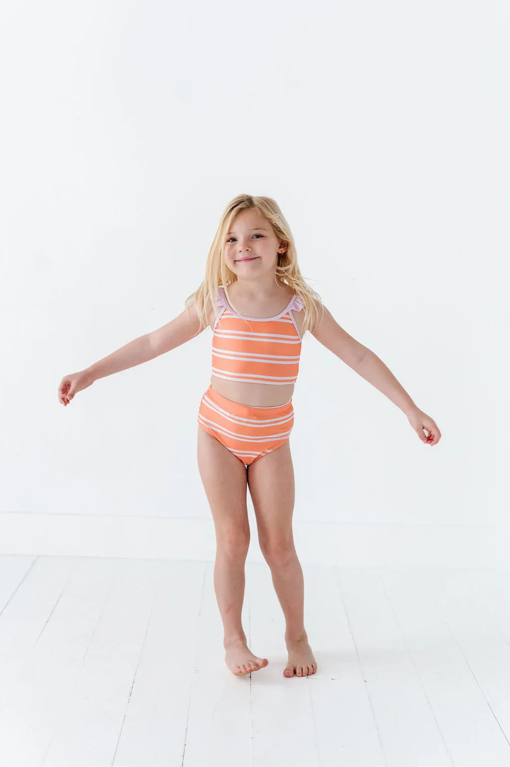 Girls Summer Sherbet Stripe 2 Piece Suit