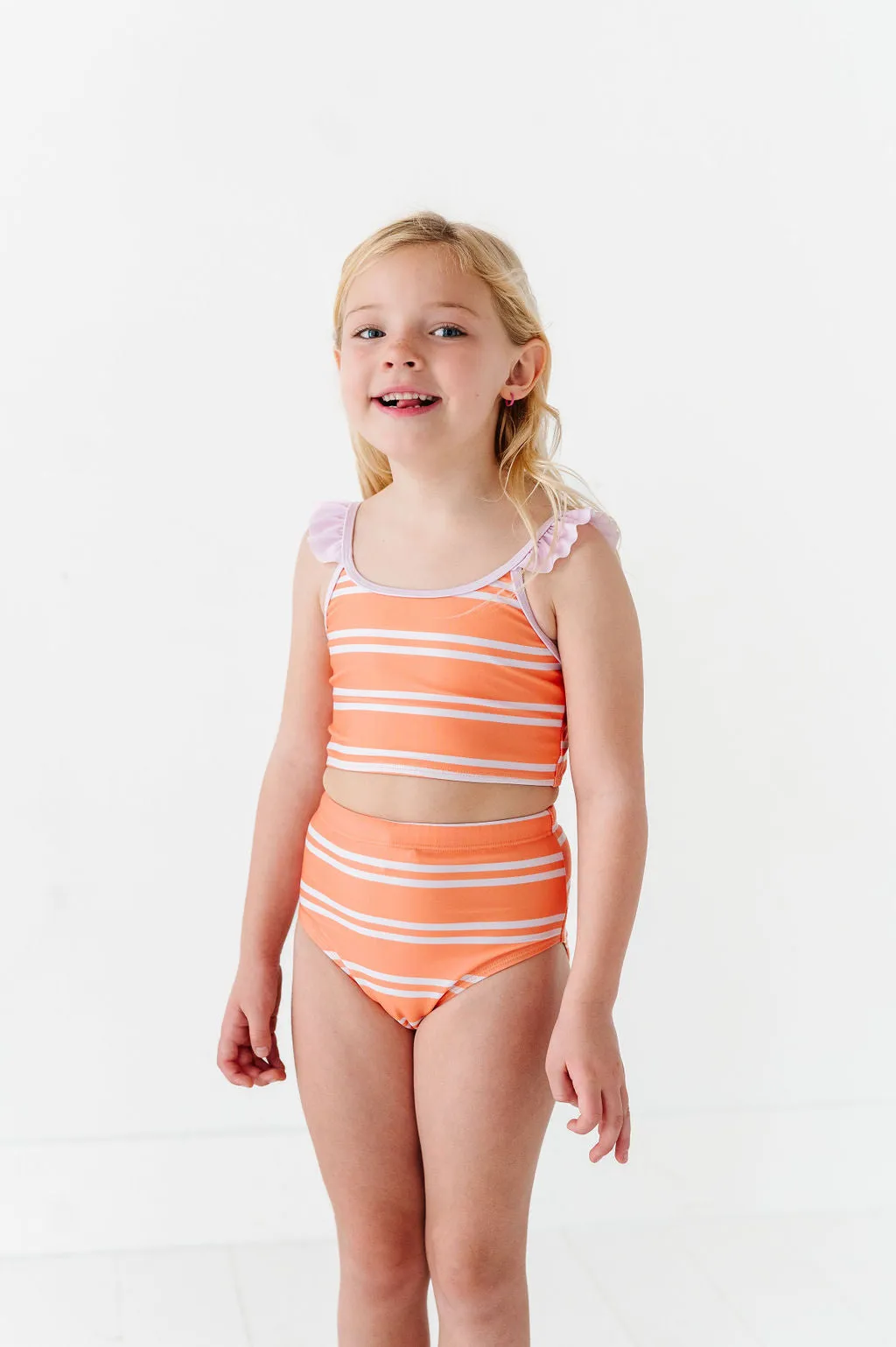 Girls Summer Sherbet Stripe 2 Piece Suit