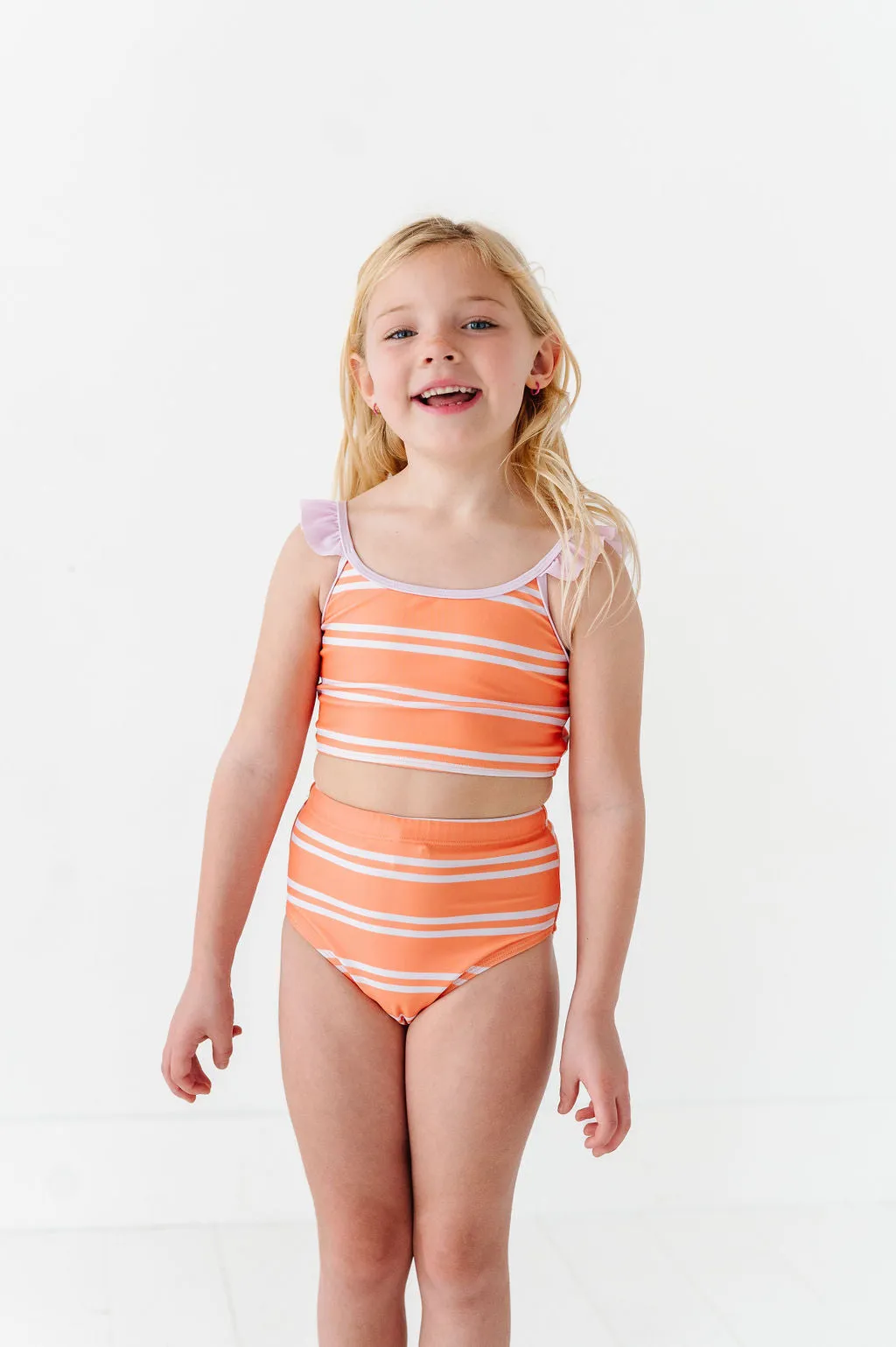 Girls Summer Sherbet Stripe 2 Piece Suit