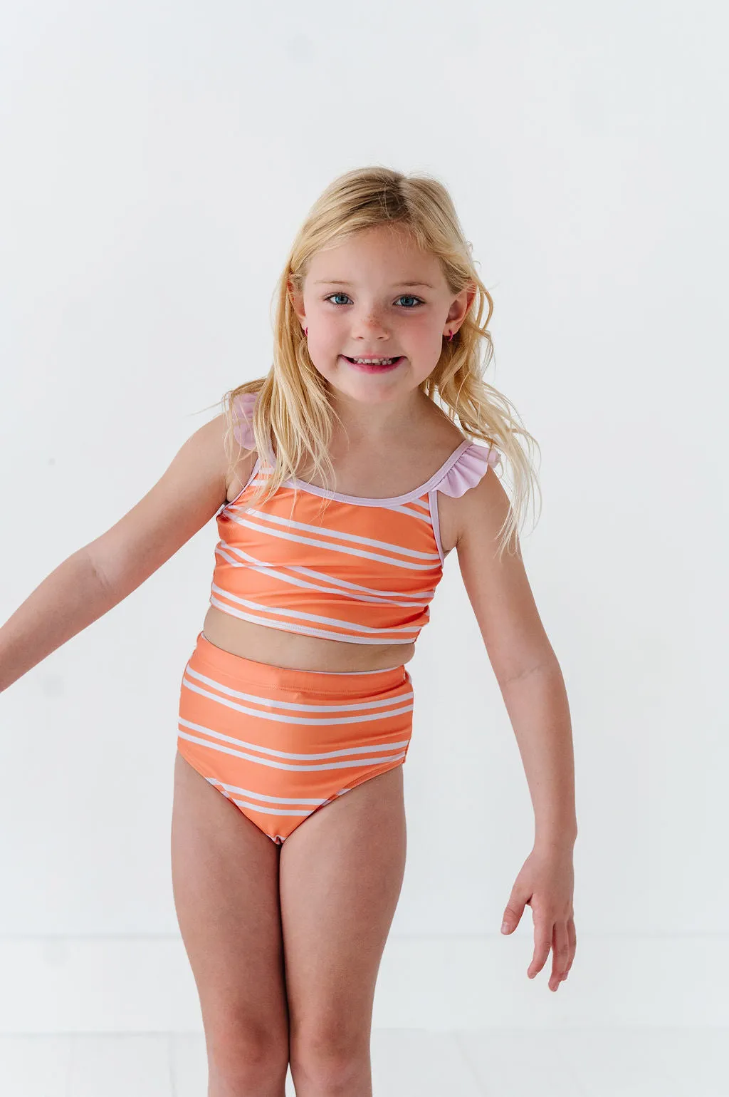 Girls Summer Sherbet Stripe 2 Piece Suit