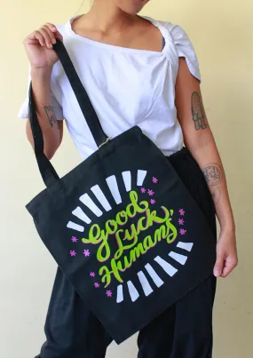 good luck, humans tote - black