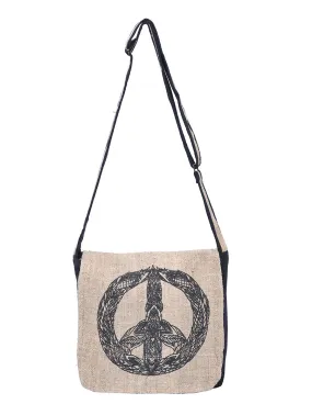 Graphic Hemp Cotton Messenger Bag Tribal Peace