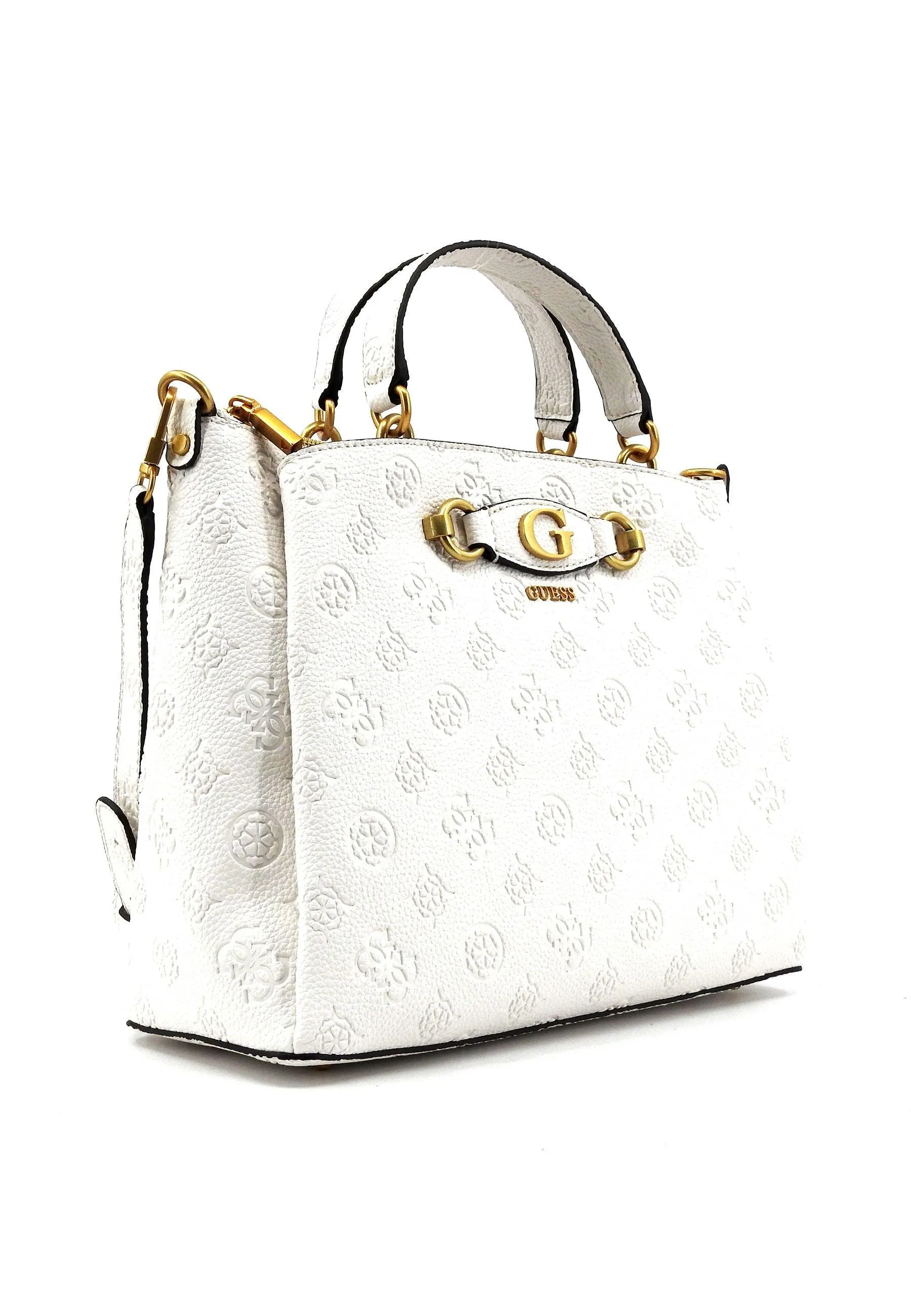 GUESS Izzy Peony Borsa Girlfriend Satchel Donna Stone Logo Bianco PD920906