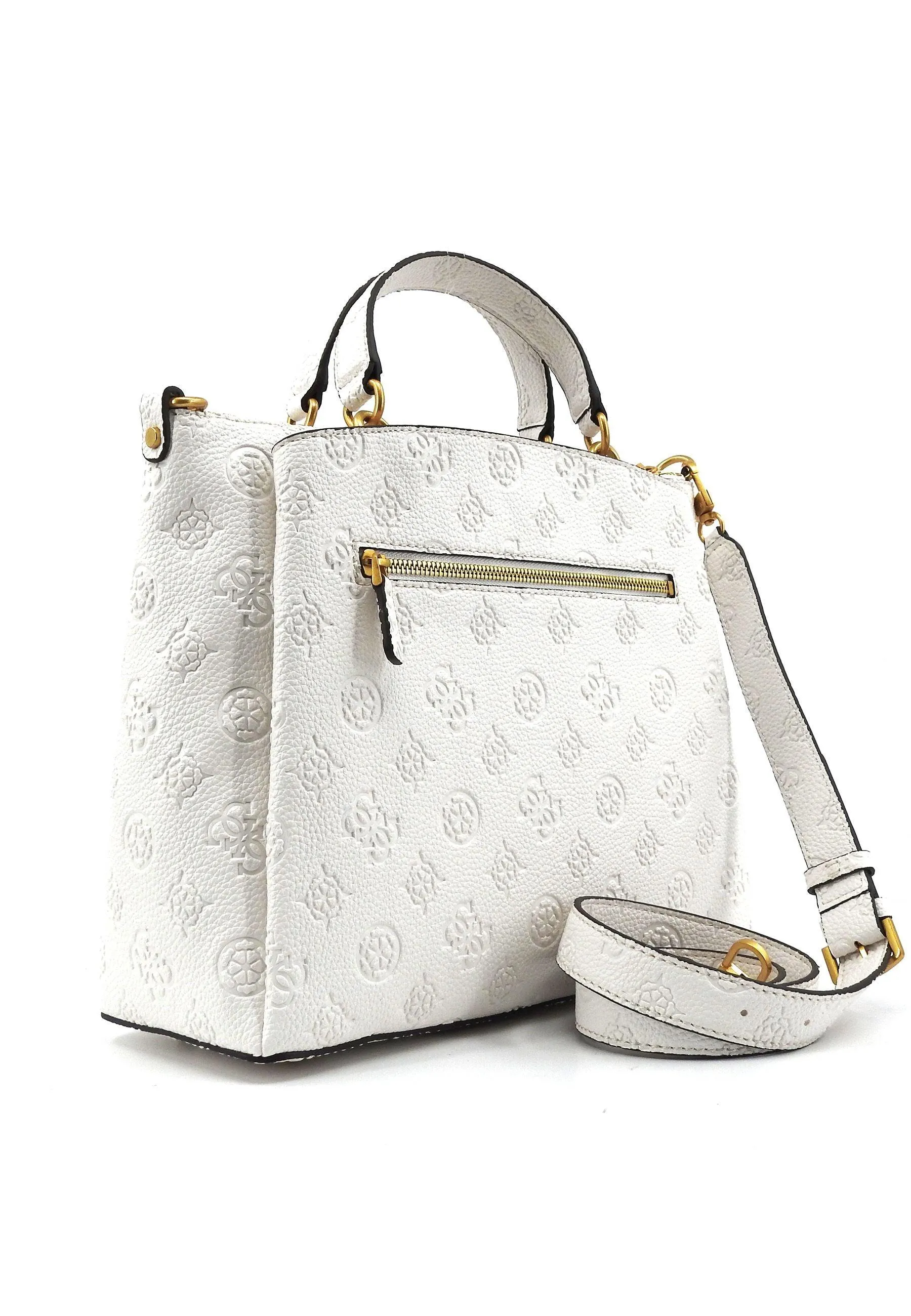 GUESS Izzy Peony Borsa Girlfriend Satchel Donna Stone Logo Bianco PD920906