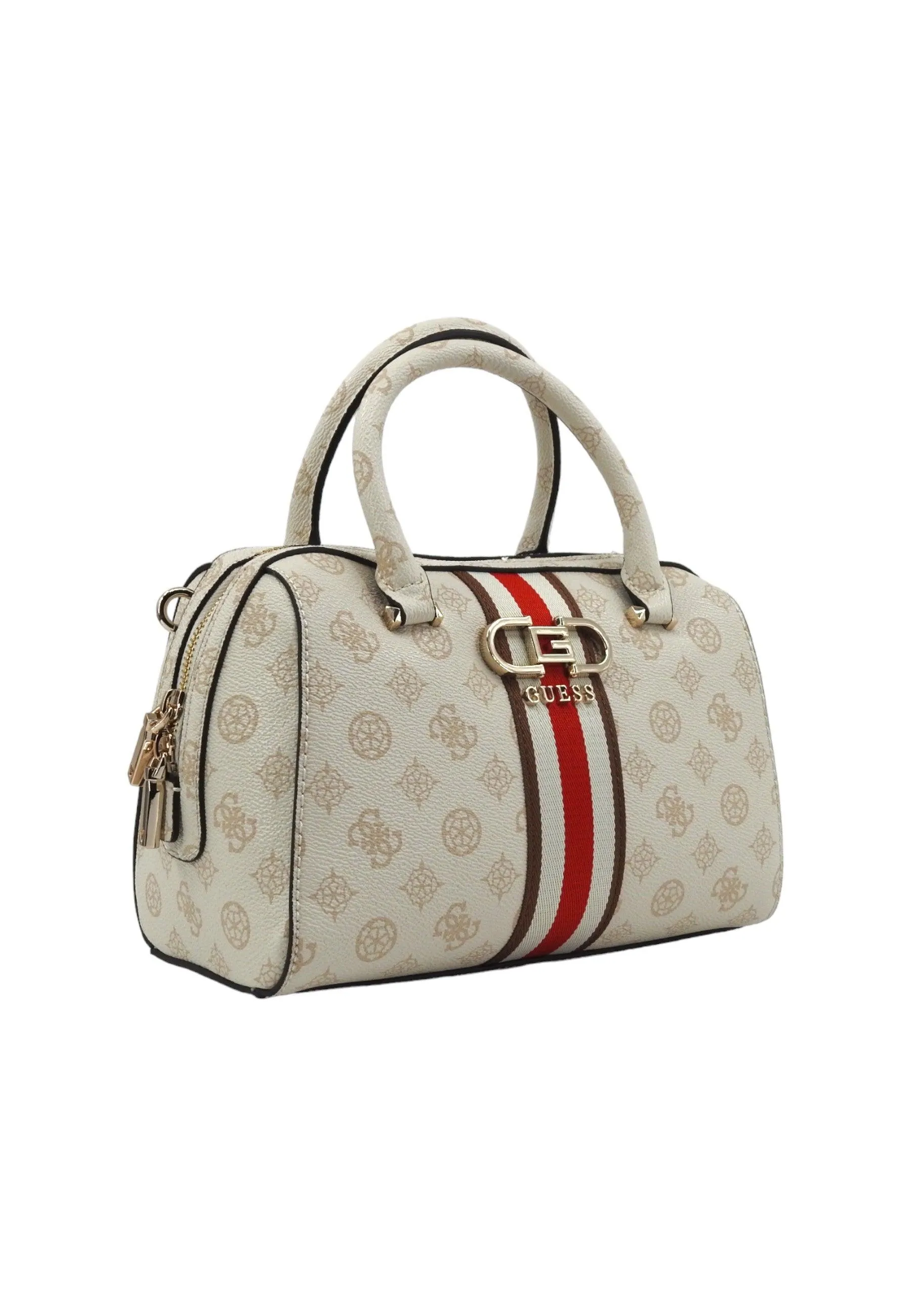 GUESS Nelka Box Borsa Satchel Donna Cream Logo PG930705