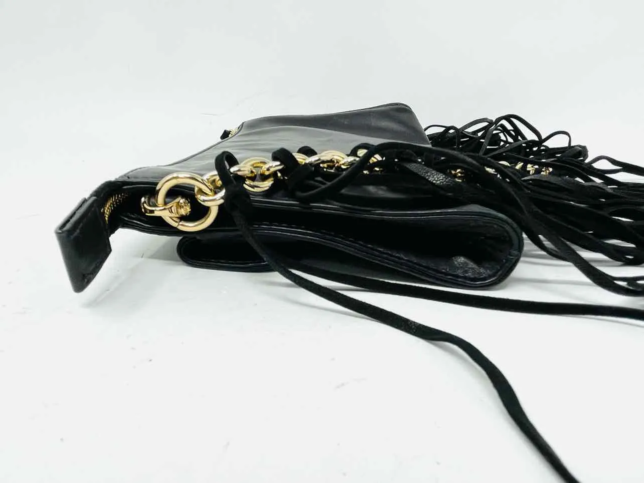 Henri Bendel Black/Gold Shoulder Bag Chain Leather Designer Purse