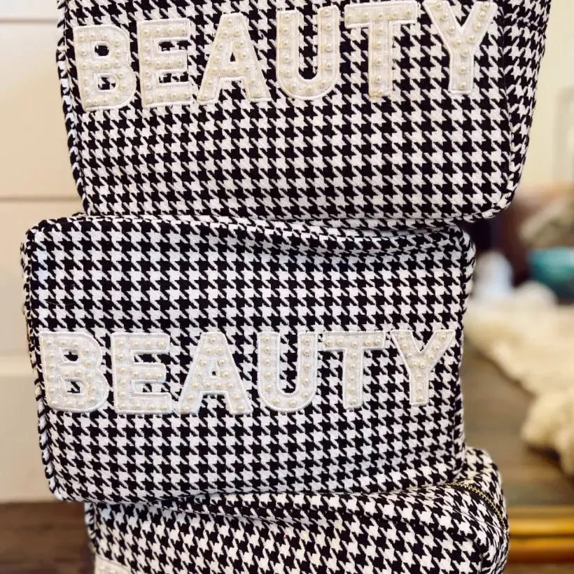 Houndstooth XL Beauty Makeup Bag