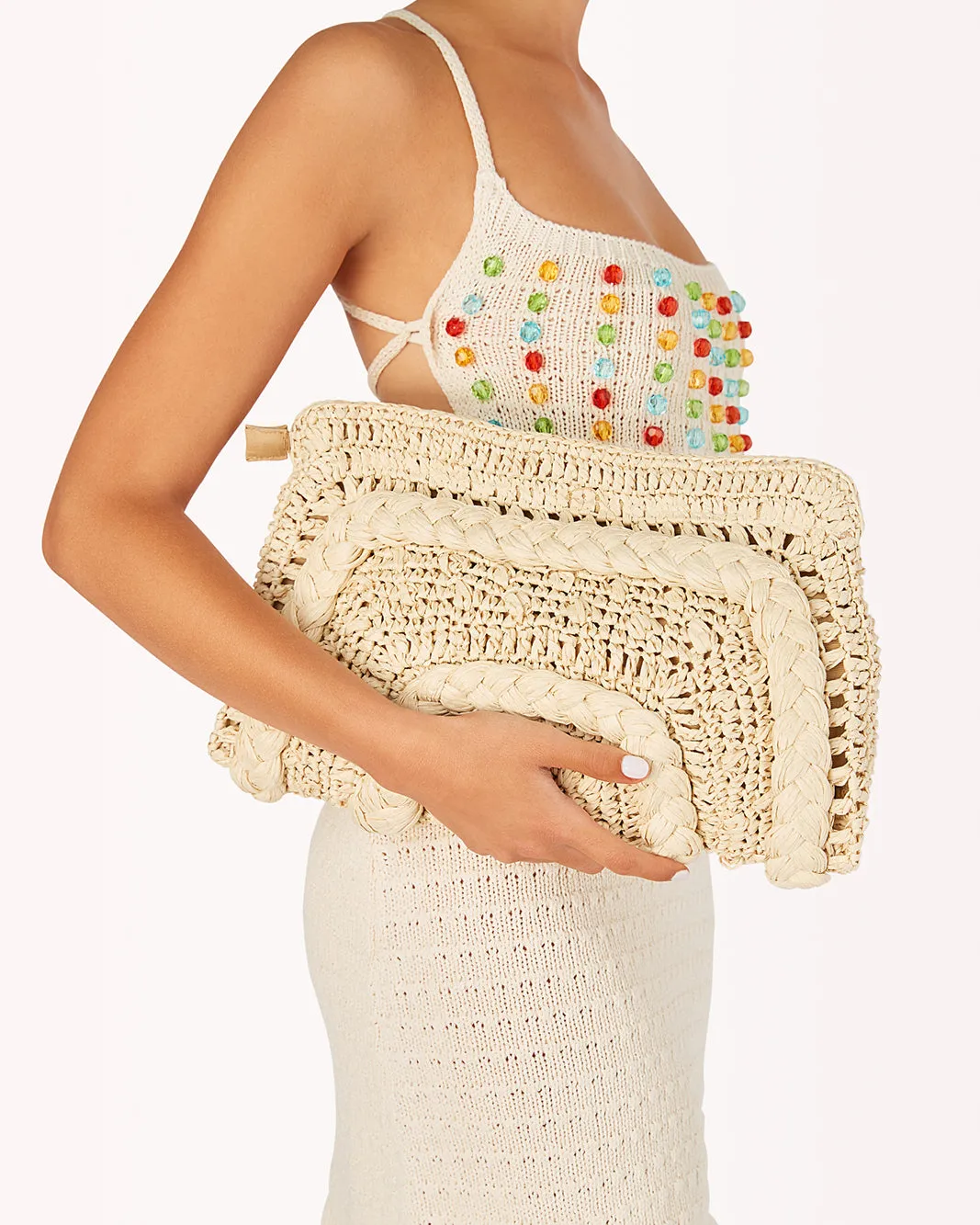 IVY CLUTCH BAG - NATURAL RAFFIA