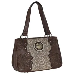 Justin Lace Panel Glitter Inlay Satchel