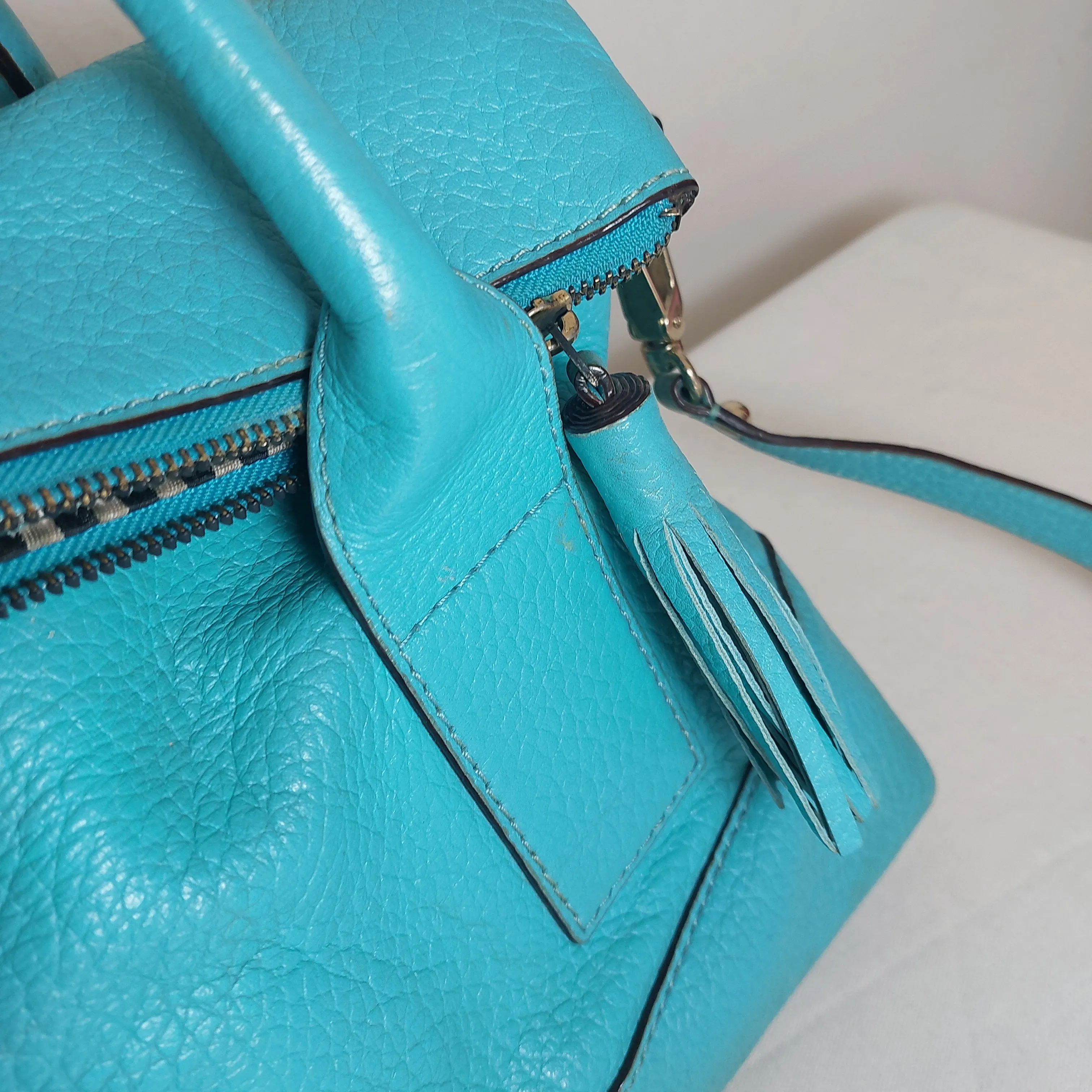 Kate Spade Teal Leather Southport Avenue Carmen Satchel | Pre Loved |