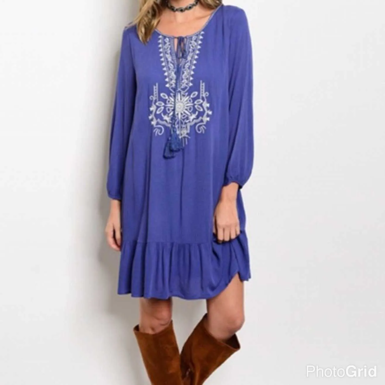 Katie Blue Embroidered Dress