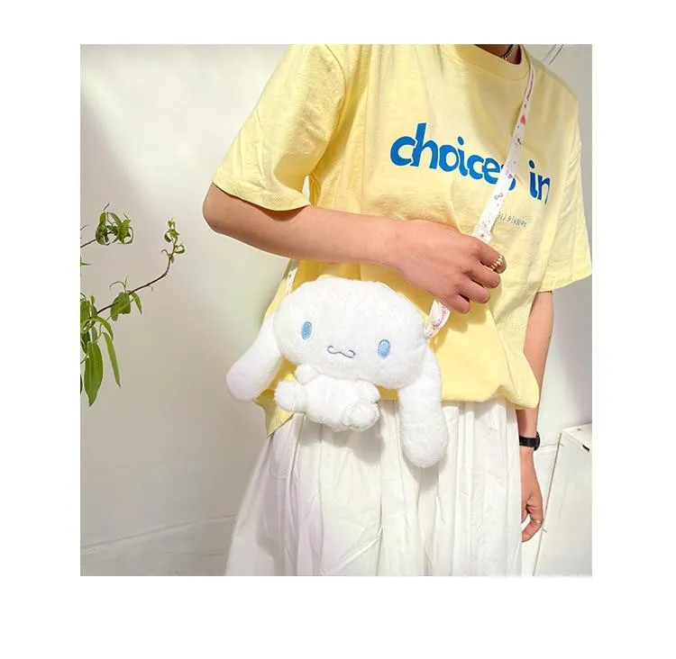 KAWAII Sanriod Anime cartoon Series Cinnamorol soft  plush toy Messenger Bag pocket money Bag Cosmetic bag Baby Boy girl Gift