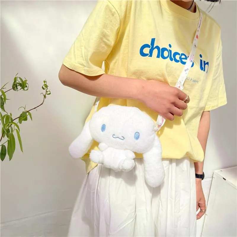 KAWAII Sanriod Anime cartoon Series Cinnamorol soft  plush toy Messenger Bag pocket money Bag Cosmetic bag Baby Boy girl Gift