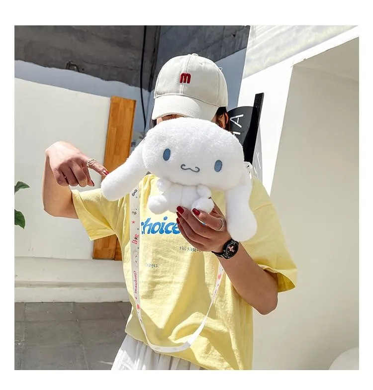 KAWAII Sanriod Anime cartoon Series Cinnamorol soft  plush toy Messenger Bag pocket money Bag Cosmetic bag Baby Boy girl Gift