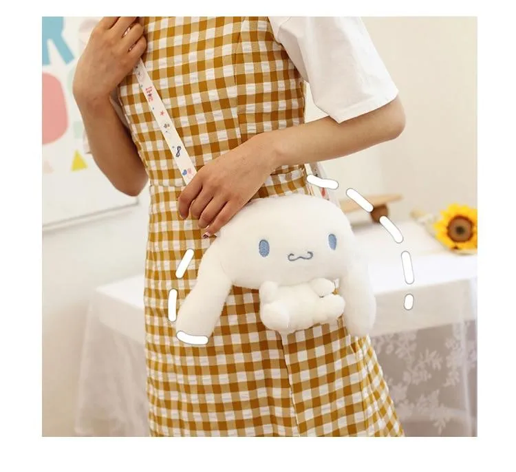 KAWAII Sanriod Anime cartoon Series Cinnamorol soft  plush toy Messenger Bag pocket money Bag Cosmetic bag Baby Boy girl Gift