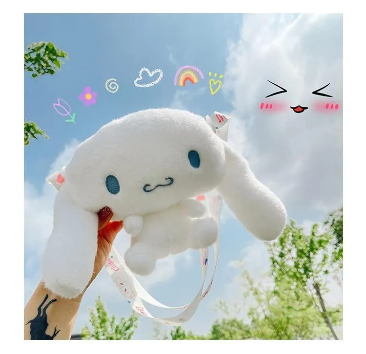 KAWAII Sanriod Anime cartoon Series Cinnamorol soft  plush toy Messenger Bag pocket money Bag Cosmetic bag Baby Boy girl Gift