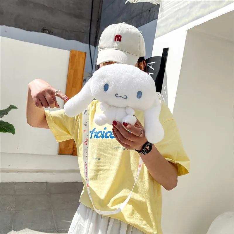 KAWAII Sanriod Anime cartoon Series Cinnamorol soft  plush toy Messenger Bag pocket money Bag Cosmetic bag Baby Boy girl Gift