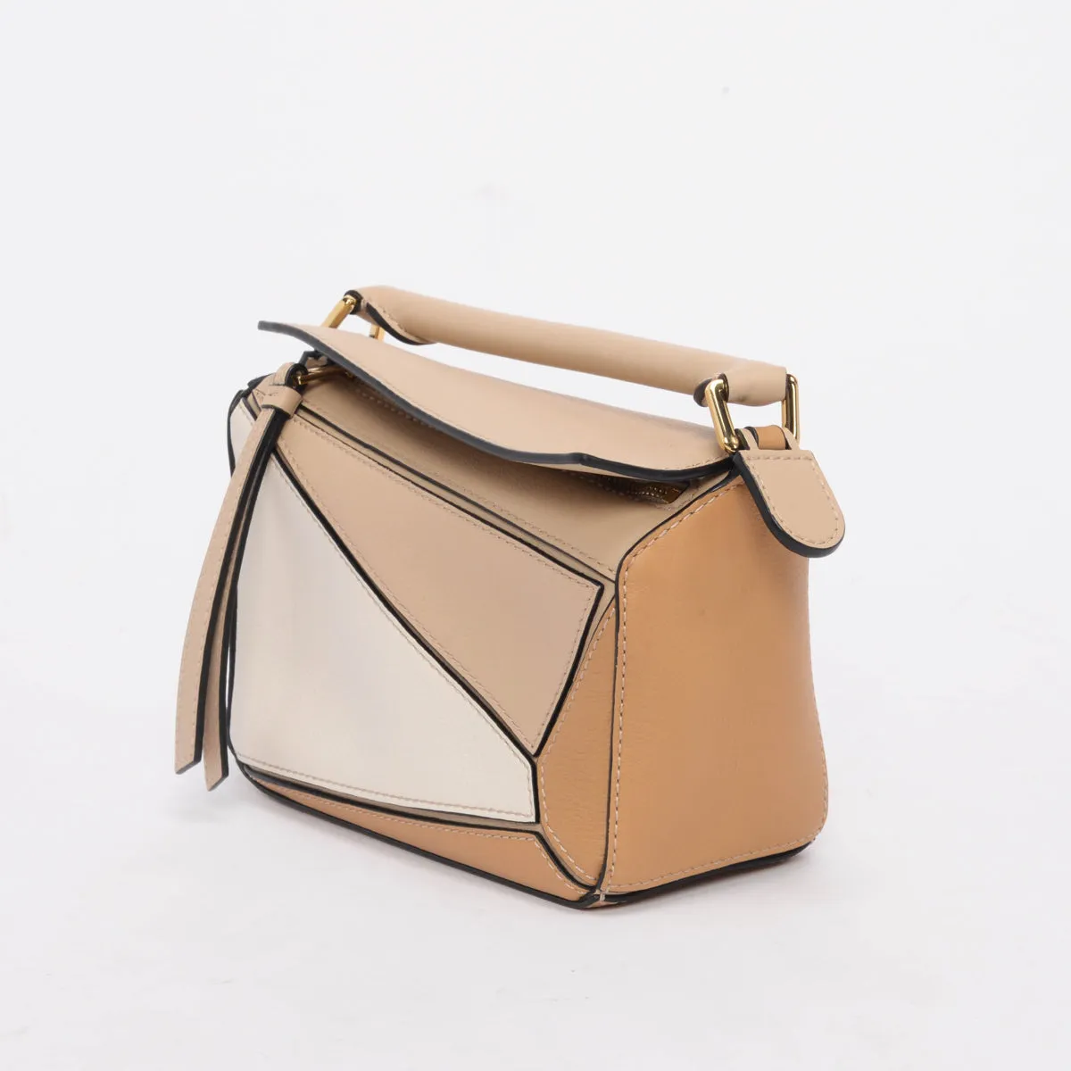 Loewe Beige Tri-Colour Calfskin Mini Puzzle Bag