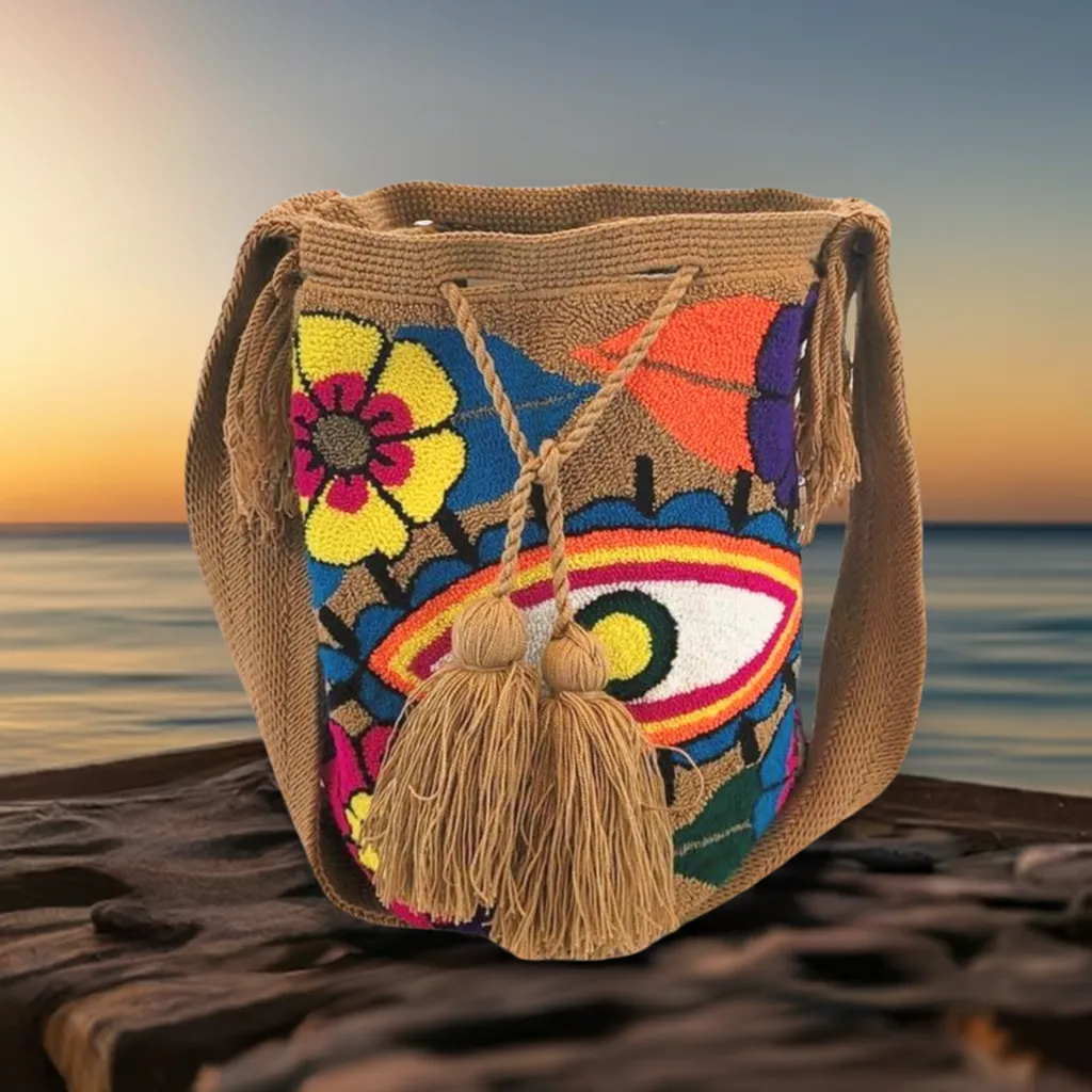 Lucia Large Handmade Punch-needle Wayuu Mochila Bag