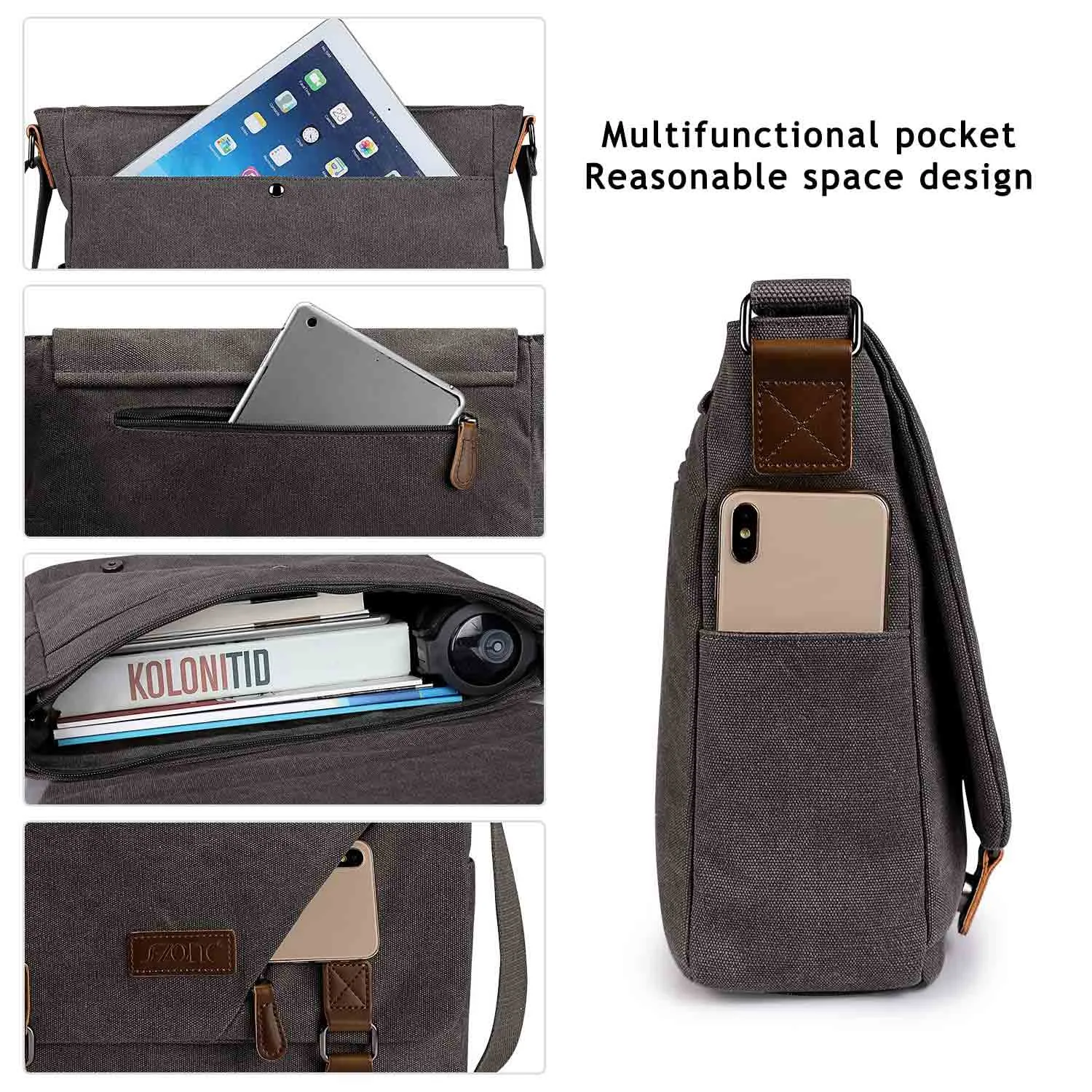 Mens College Canvas Messenger Bag