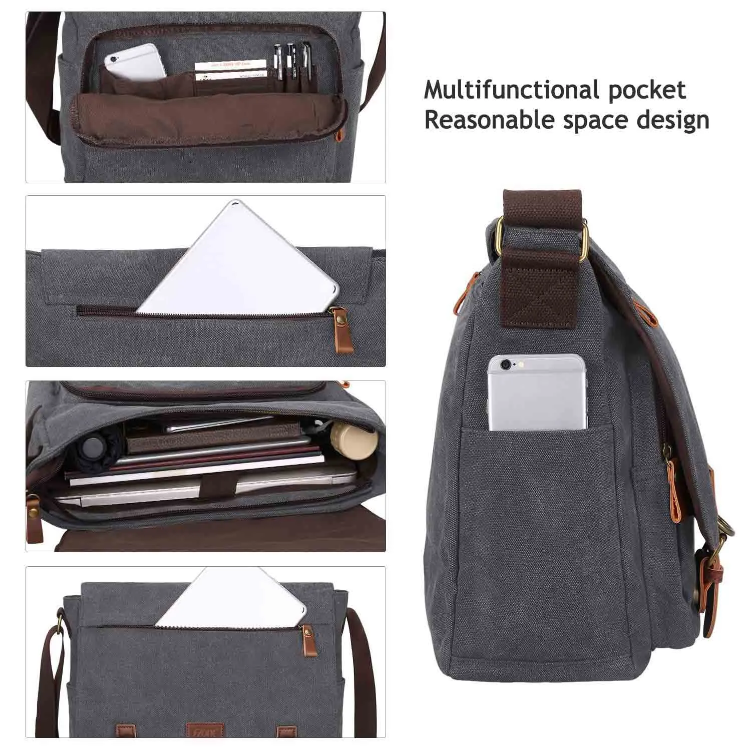 Mens College Canvas Messenger Bag