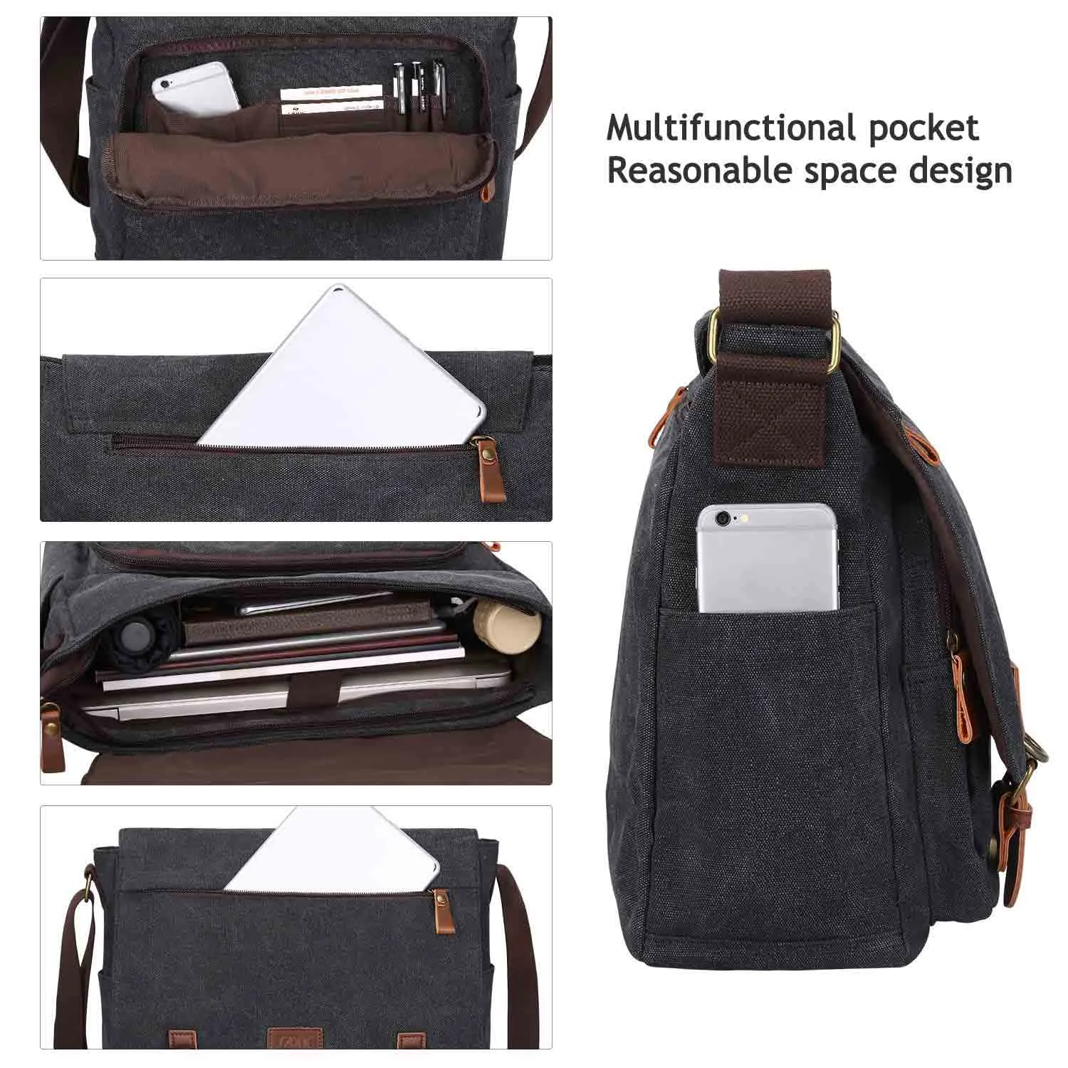 Mens College Canvas Messenger Bag