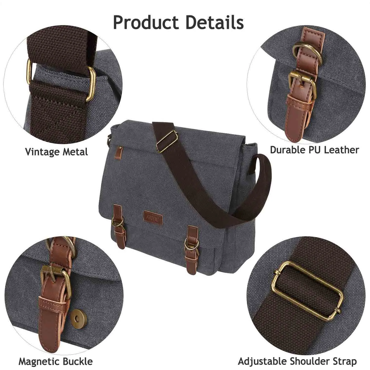 Mens College Canvas Messenger Bag