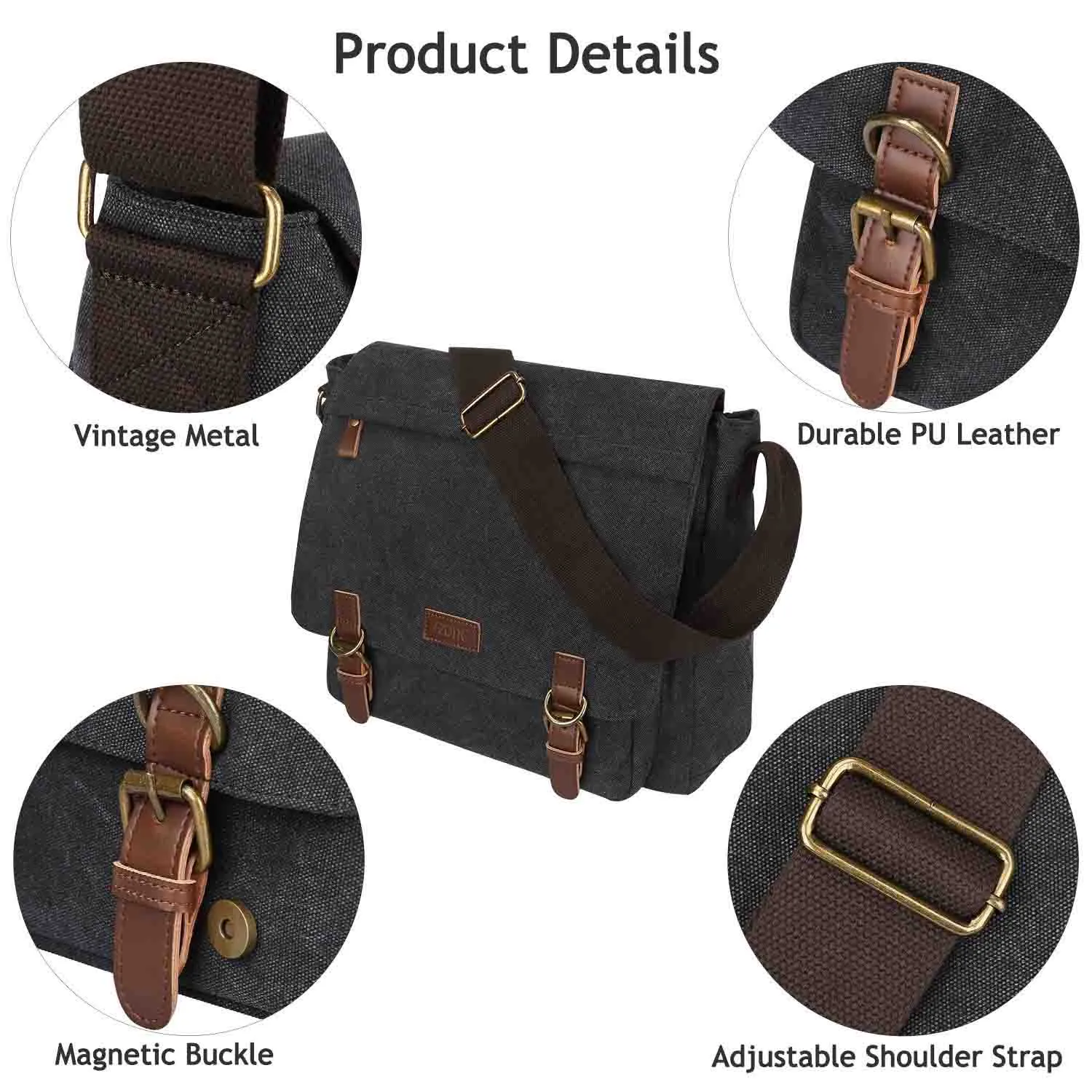 Mens College Canvas Messenger Bag