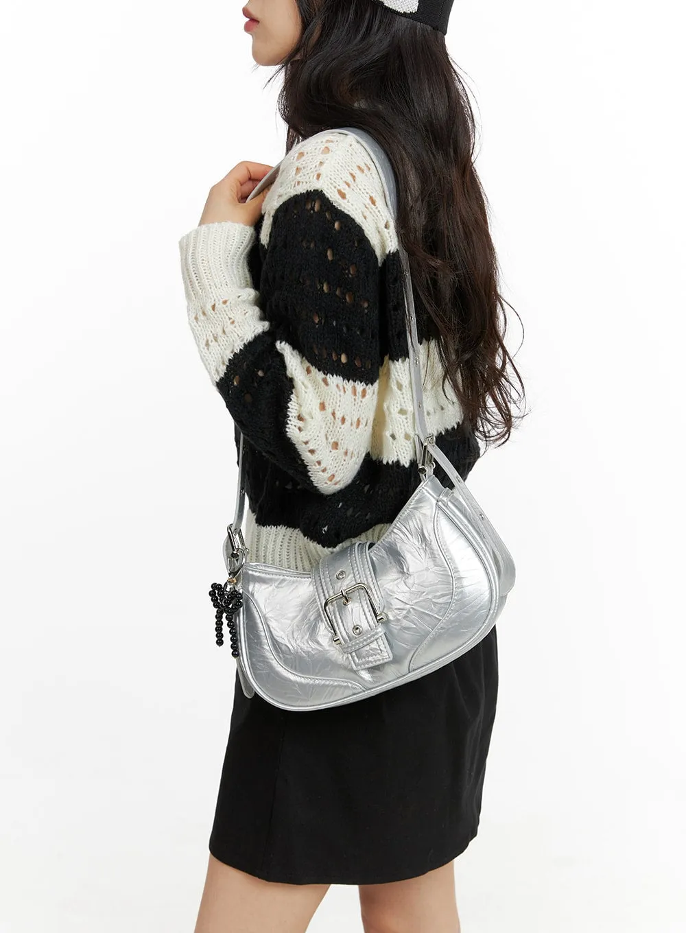 Metallic Buckle Crossbody Bag CF415