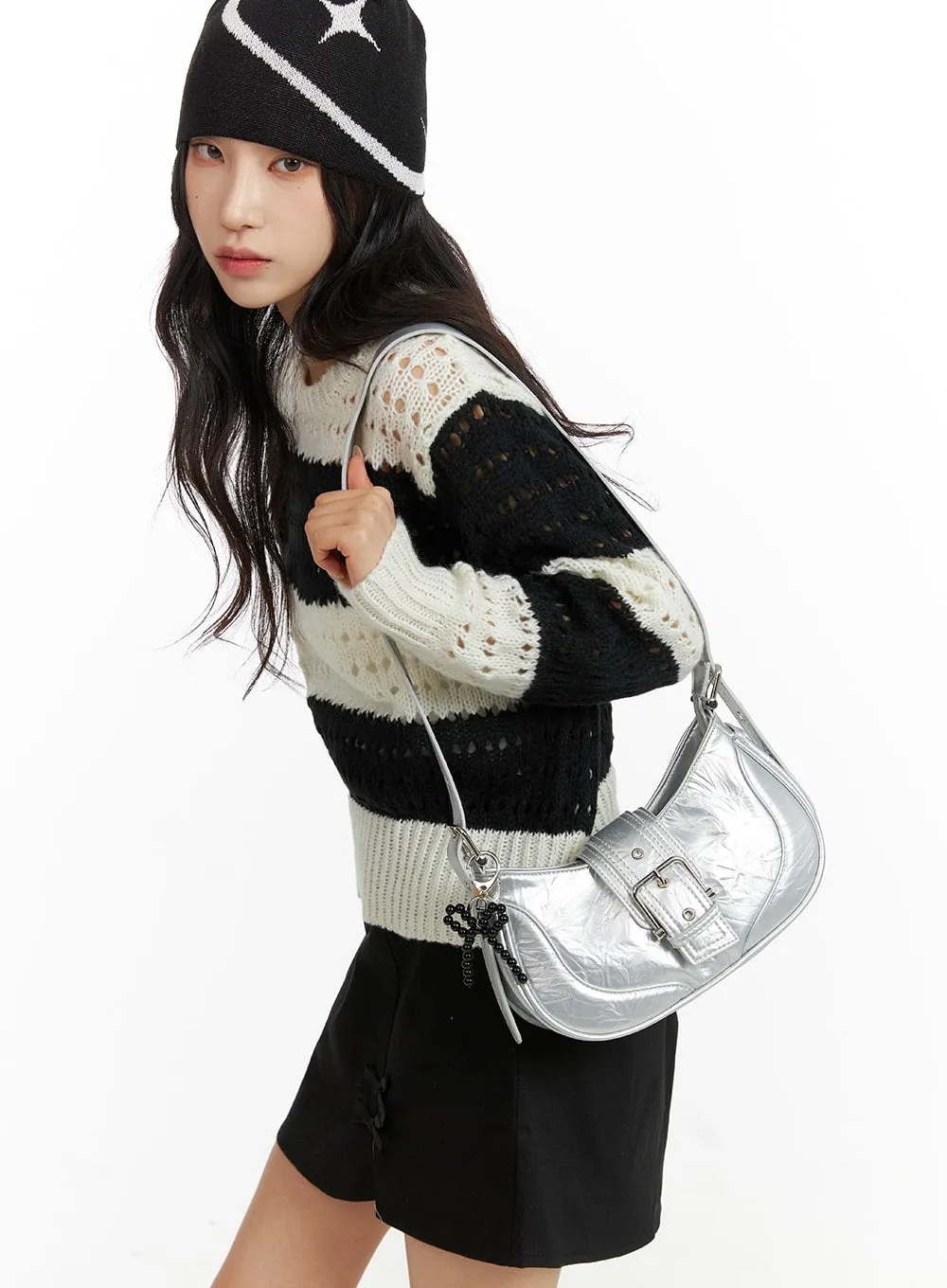 Metallic Buckle Crossbody Bag CF415