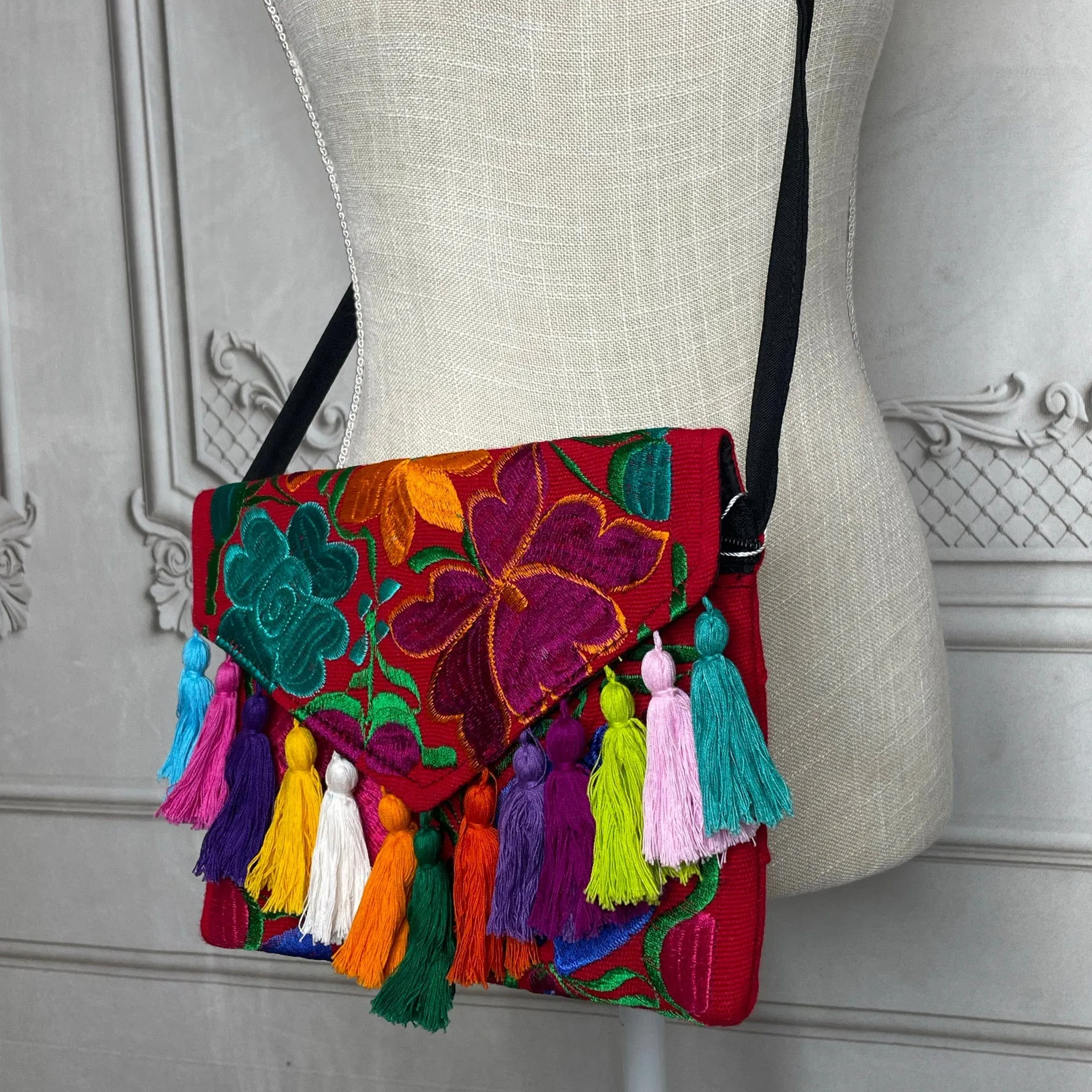 Mexican Embroidered Crossbody Clutch - Zinnia