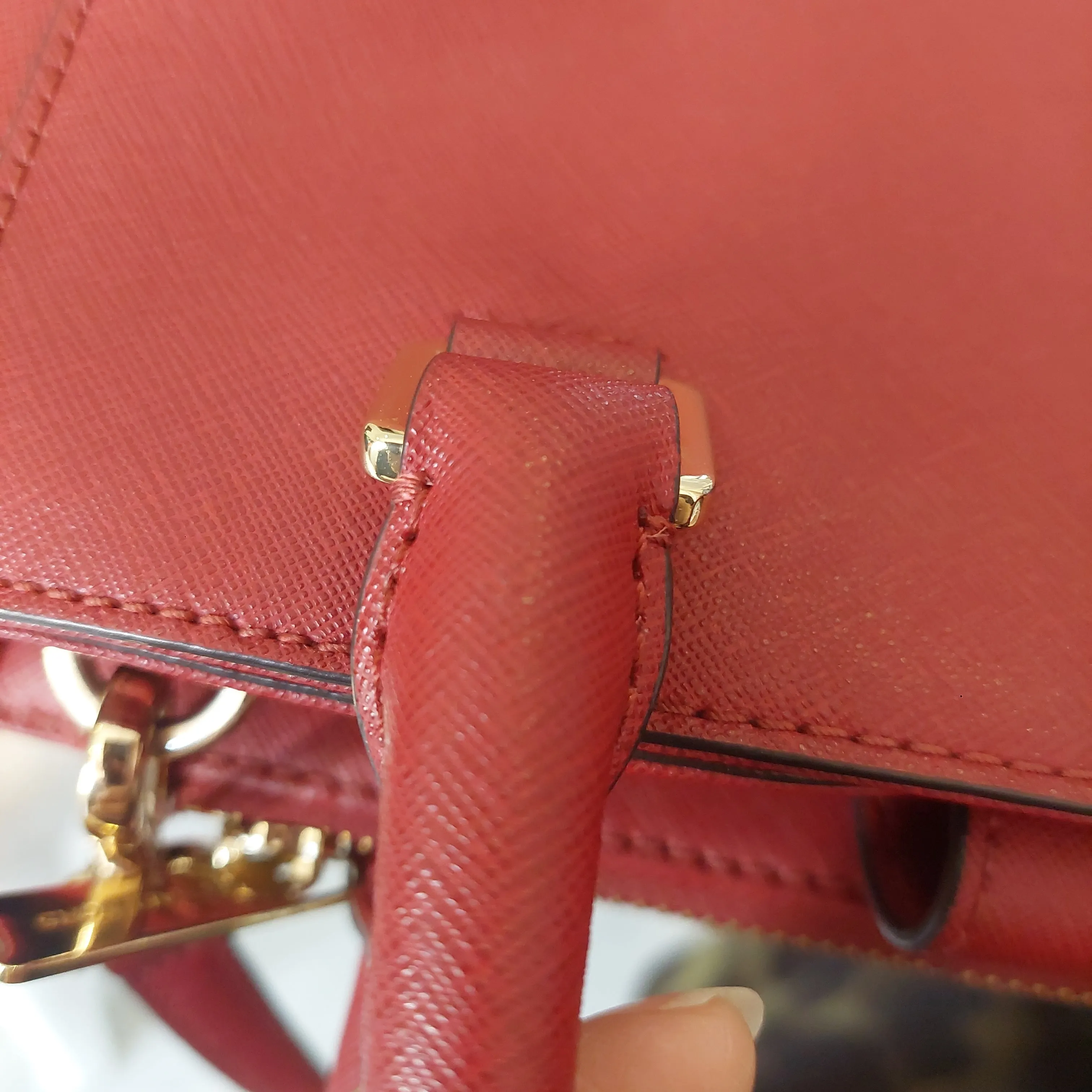 Michael Kors Small 'Kellen' Cherry Leather Satchel | Pre Loved |