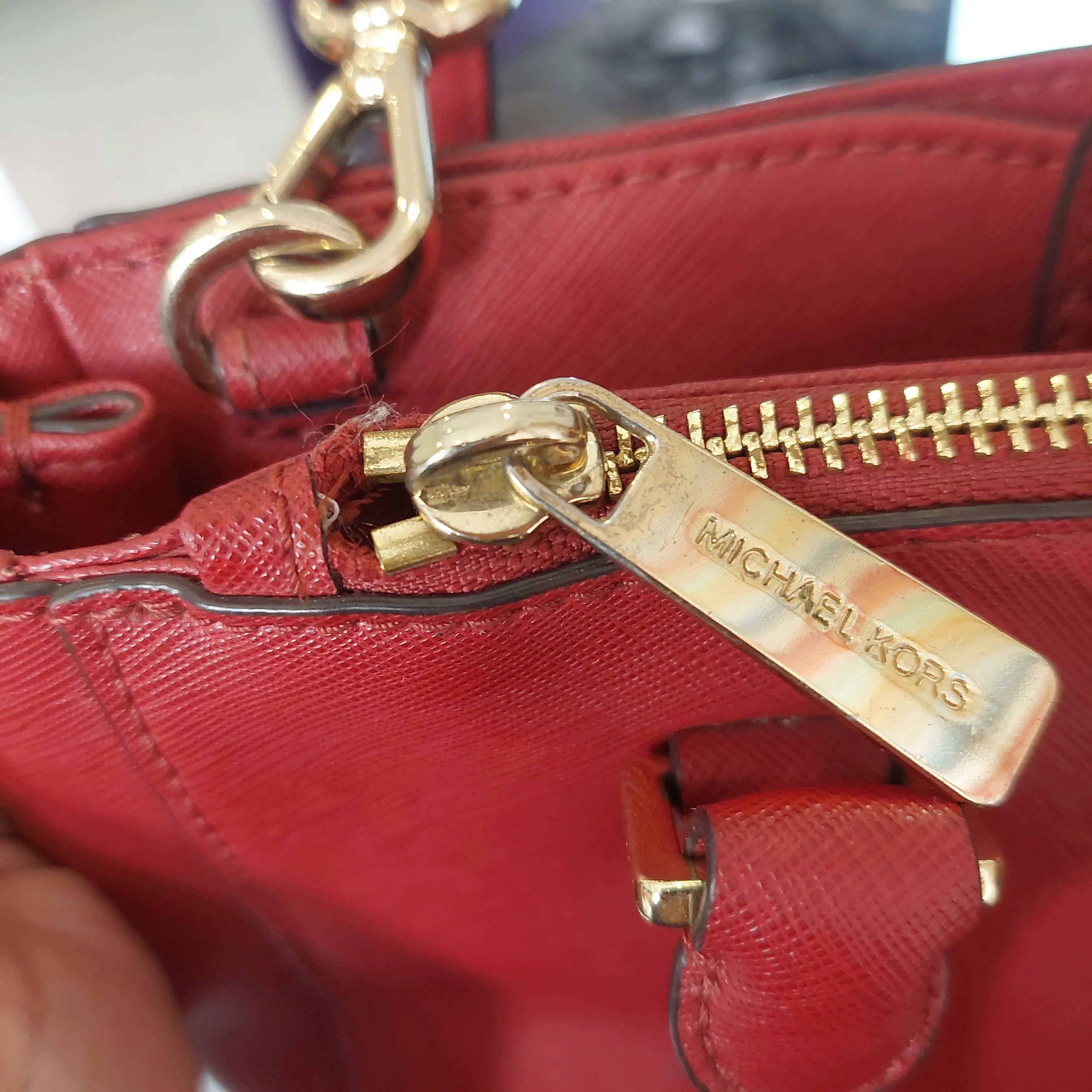 Michael Kors Small 'Kellen' Cherry Leather Satchel | Pre Loved |