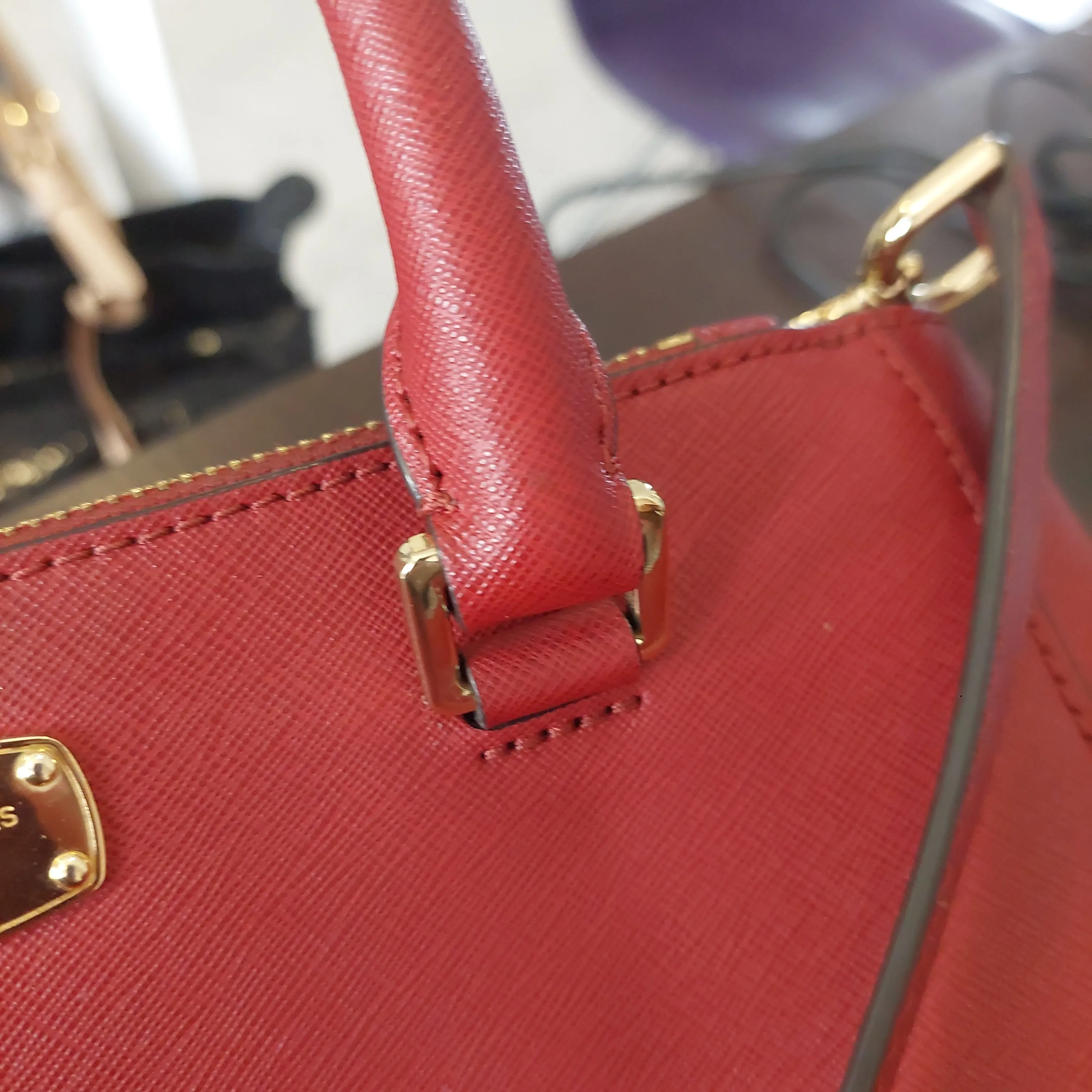 Michael Kors Small 'Kellen' Cherry Leather Satchel | Pre Loved |