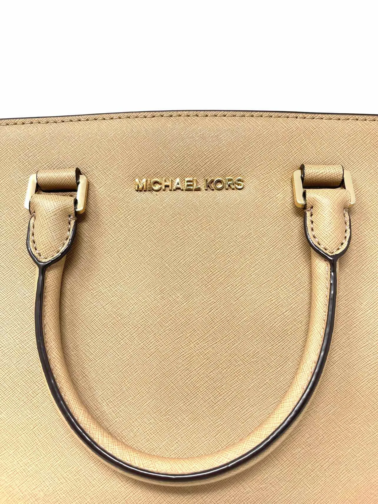 Michael Michael Kors Beige/Gold Grommet Leather W/ BAG! Designer Satchel