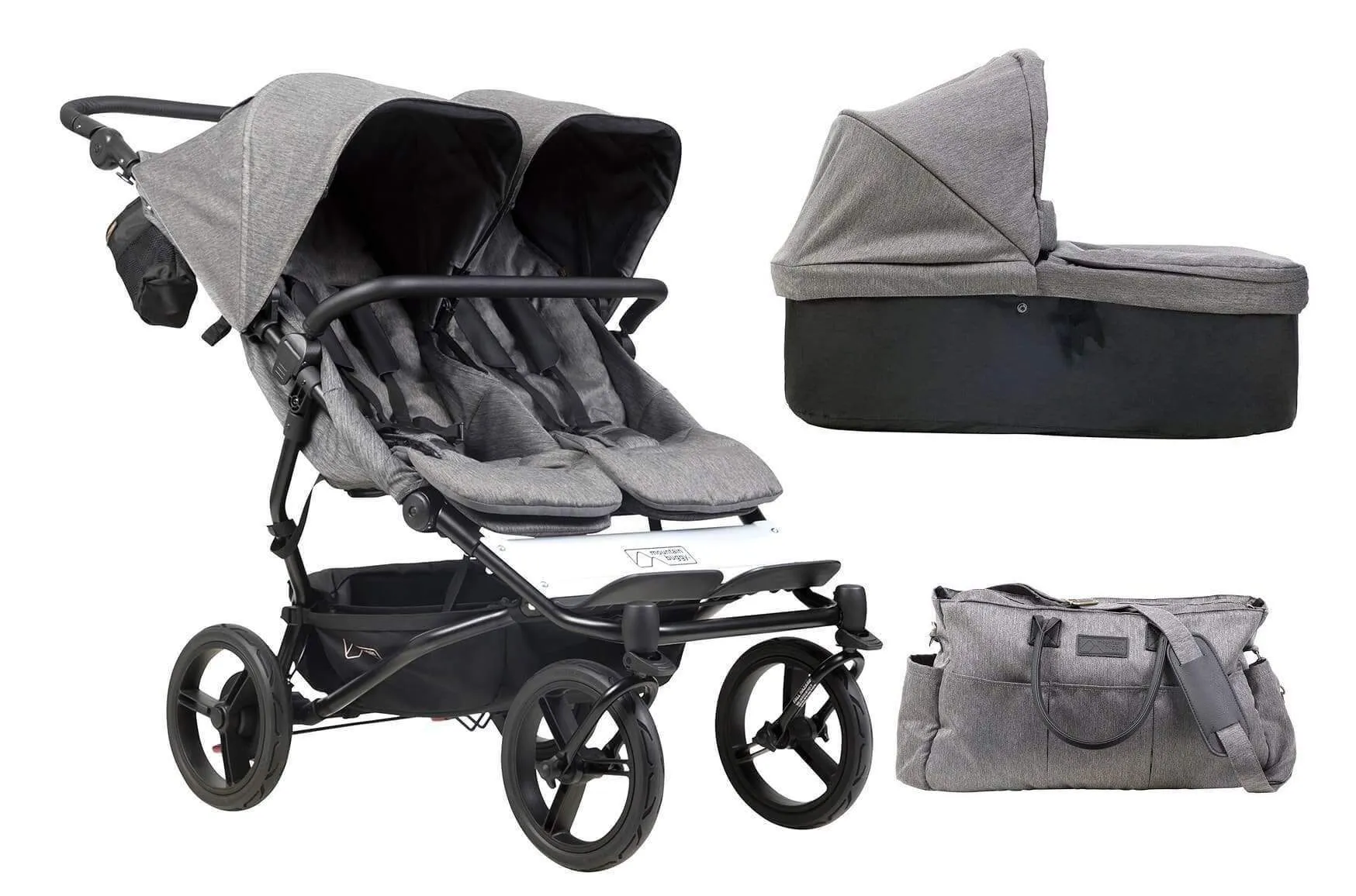 Mountain Buggy Duet Luxury Inc Double Satchel And Carrycot - Herringbone